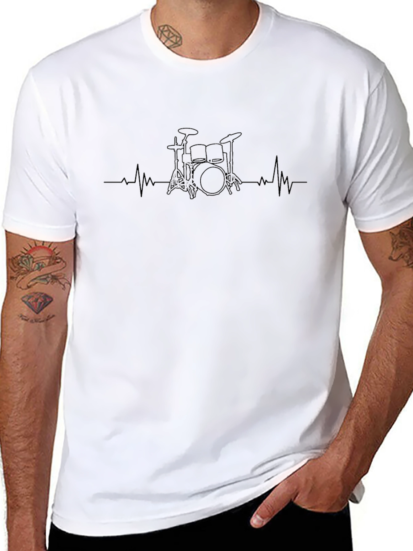 Drumset Heartbeat T-Shirt - Black