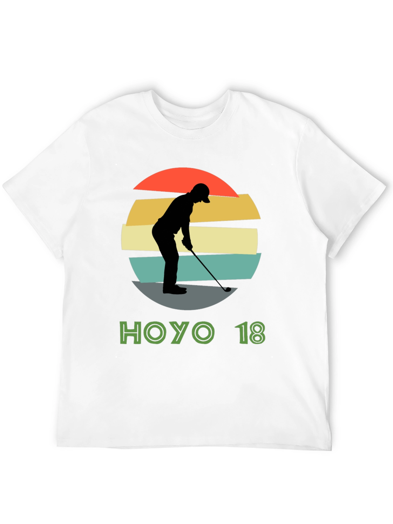 Hoyo 18 Golf T-Shirt Retro Sunset Golfer Tee