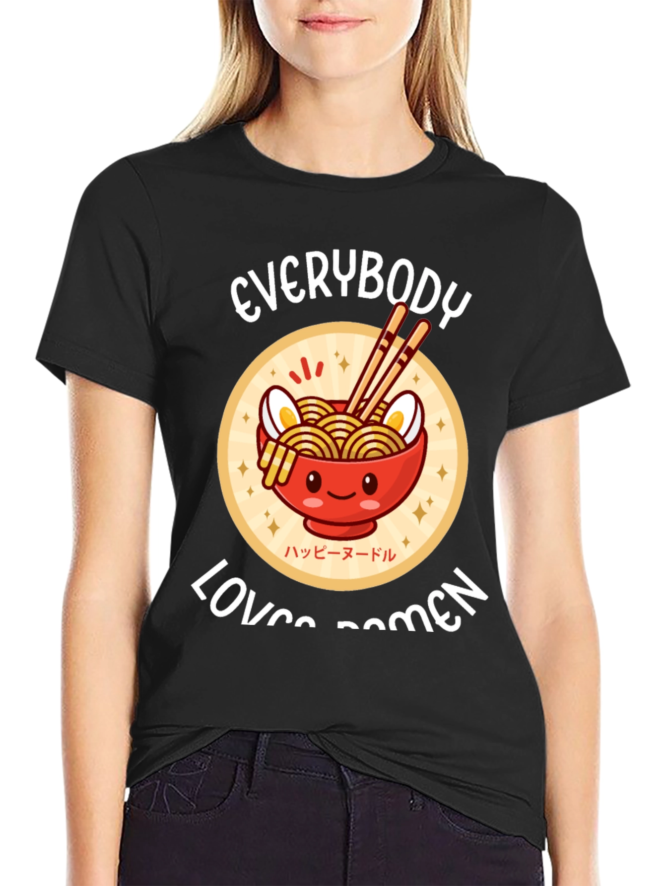 Everybody Loves Ramen Black Graphic Tee