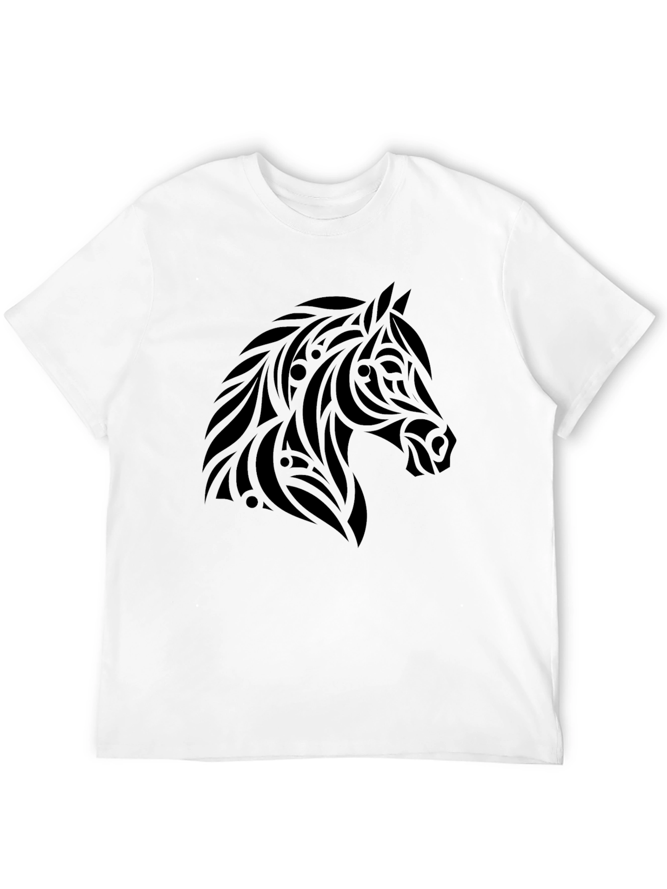 Tribal Horse Graphic Tee - Black Cotton Casual