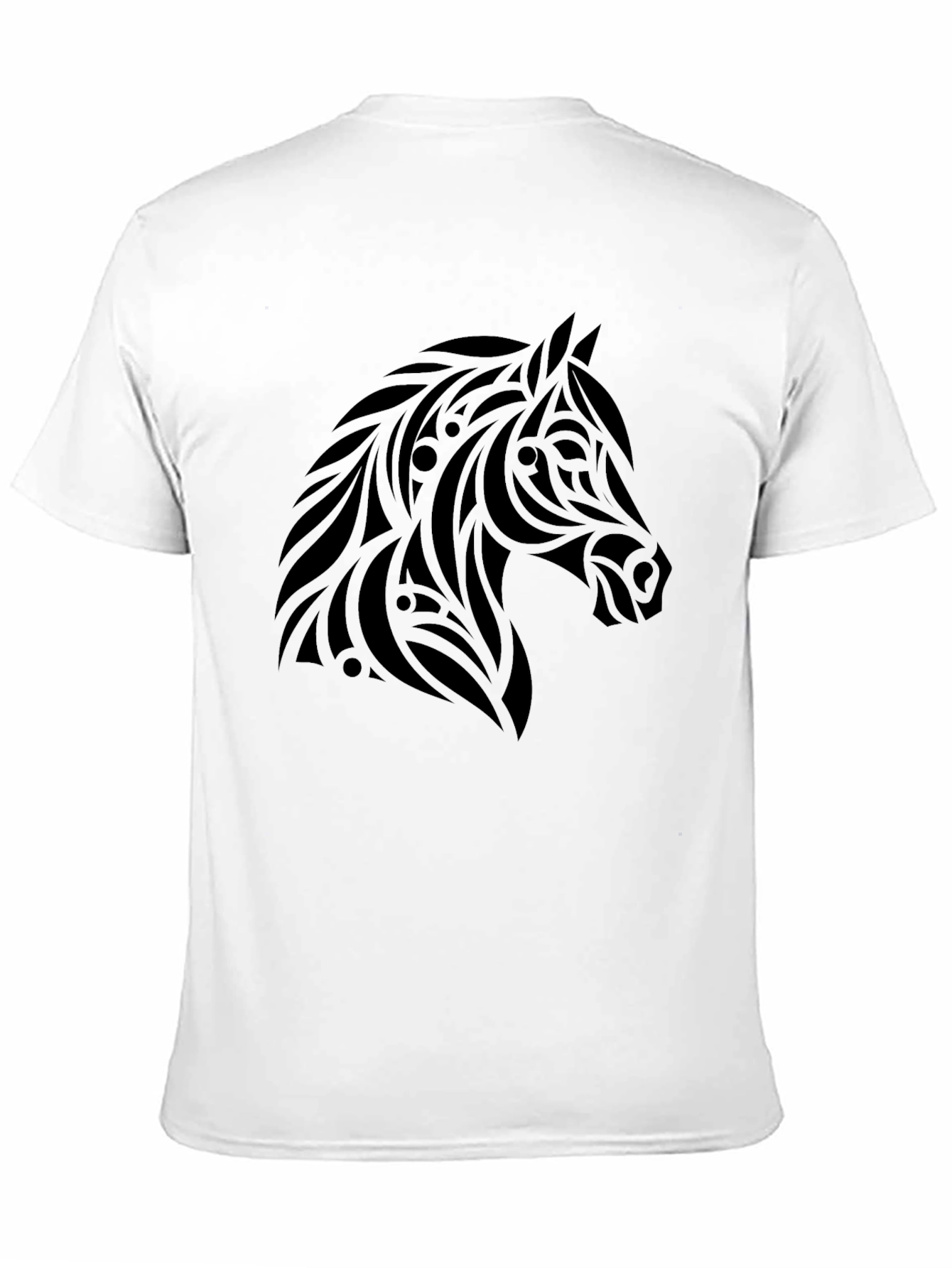 Tribal Horse Graphic Tee - Black Cotton Casual