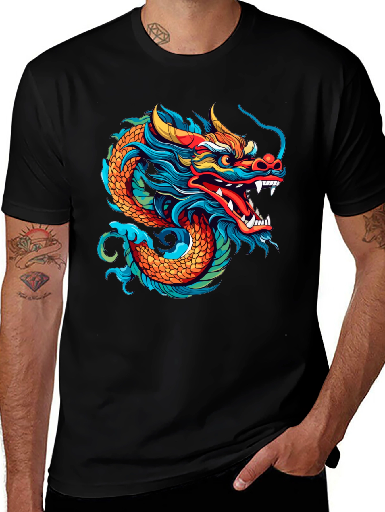 Dragon Graphic Tee - Mens Black T-Shirt