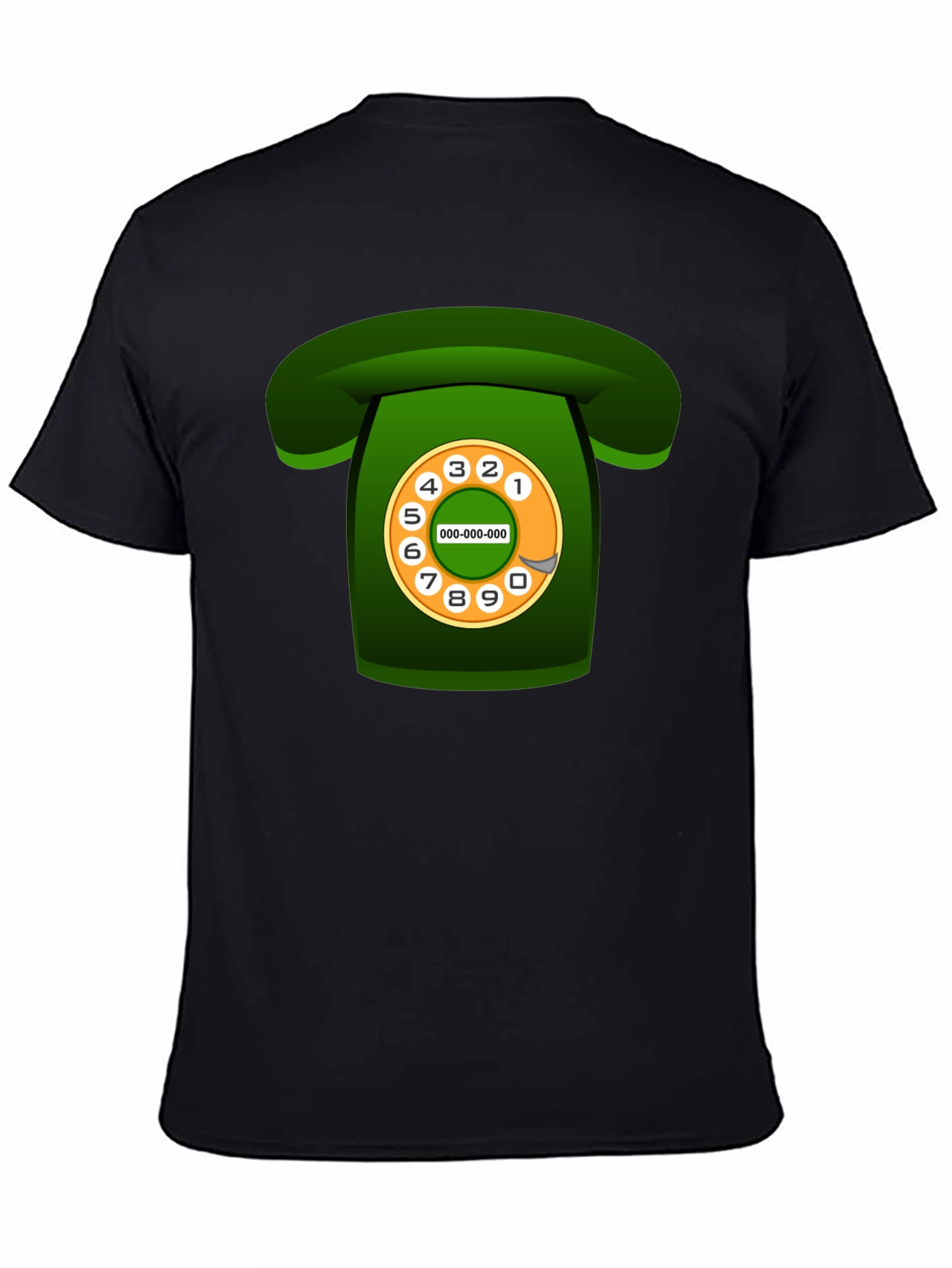 Retro Rotary Phone Graphic T-Shirt - Black