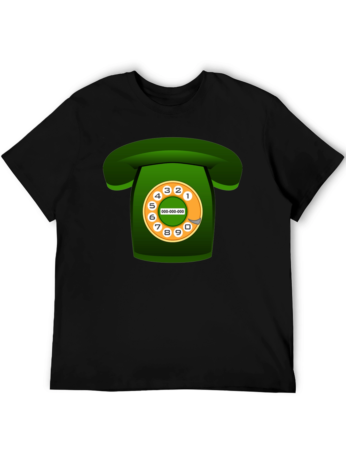 Retro Rotary Phone Graphic T-Shirt - Black