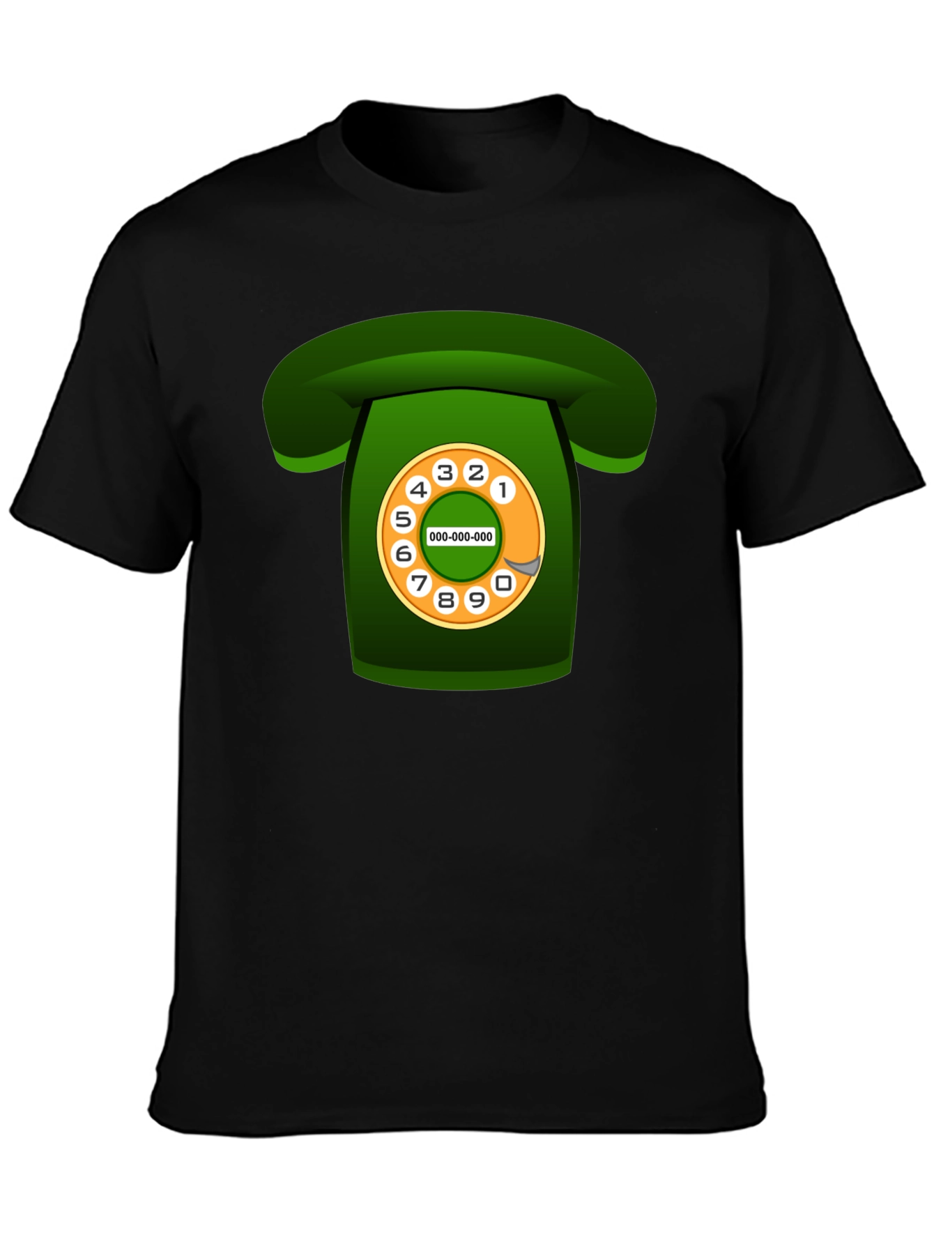 Retro Rotary Phone Graphic T-Shirt - Black