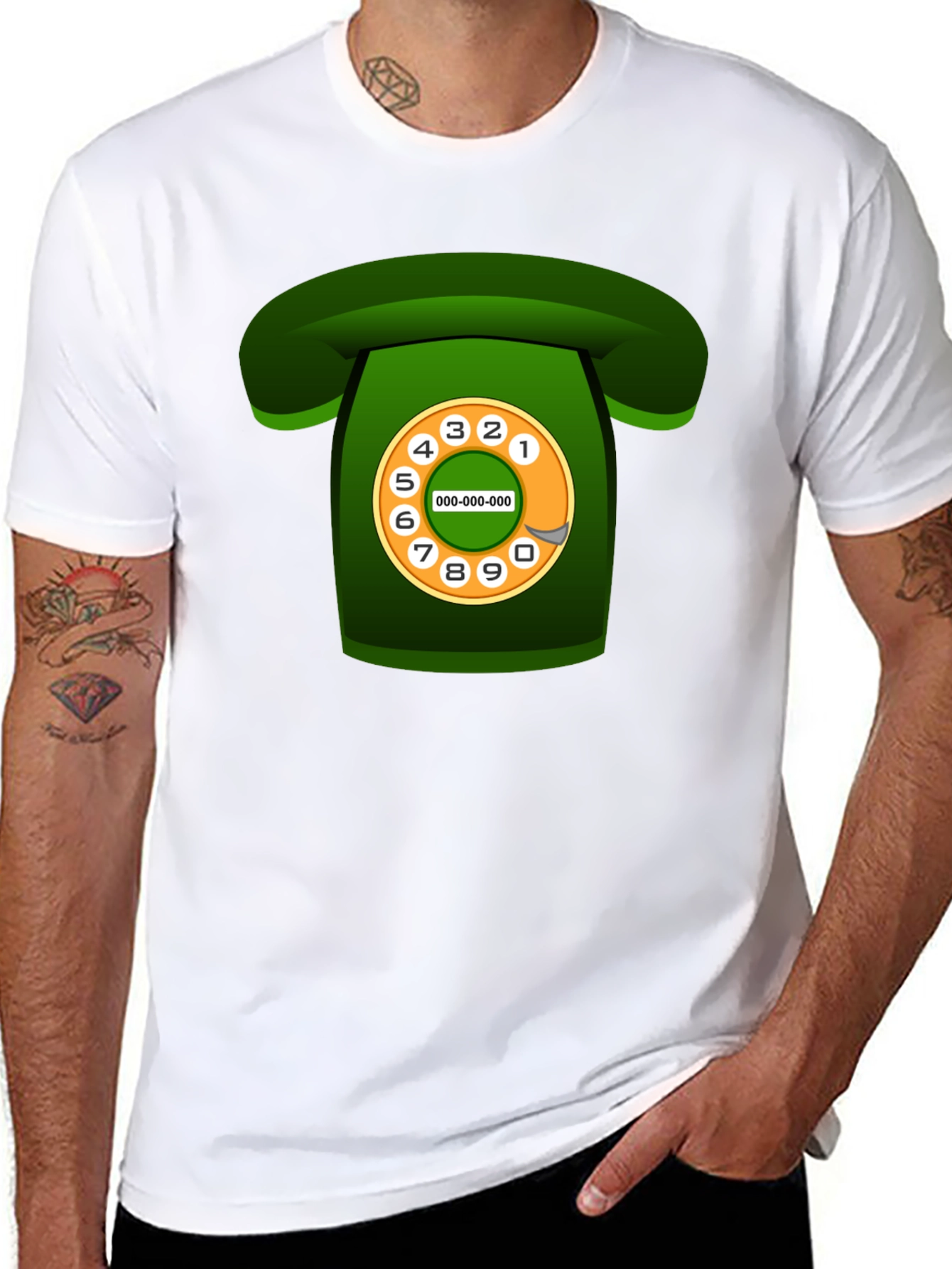 Retro Rotary Phone Graphic T-Shirt - Black