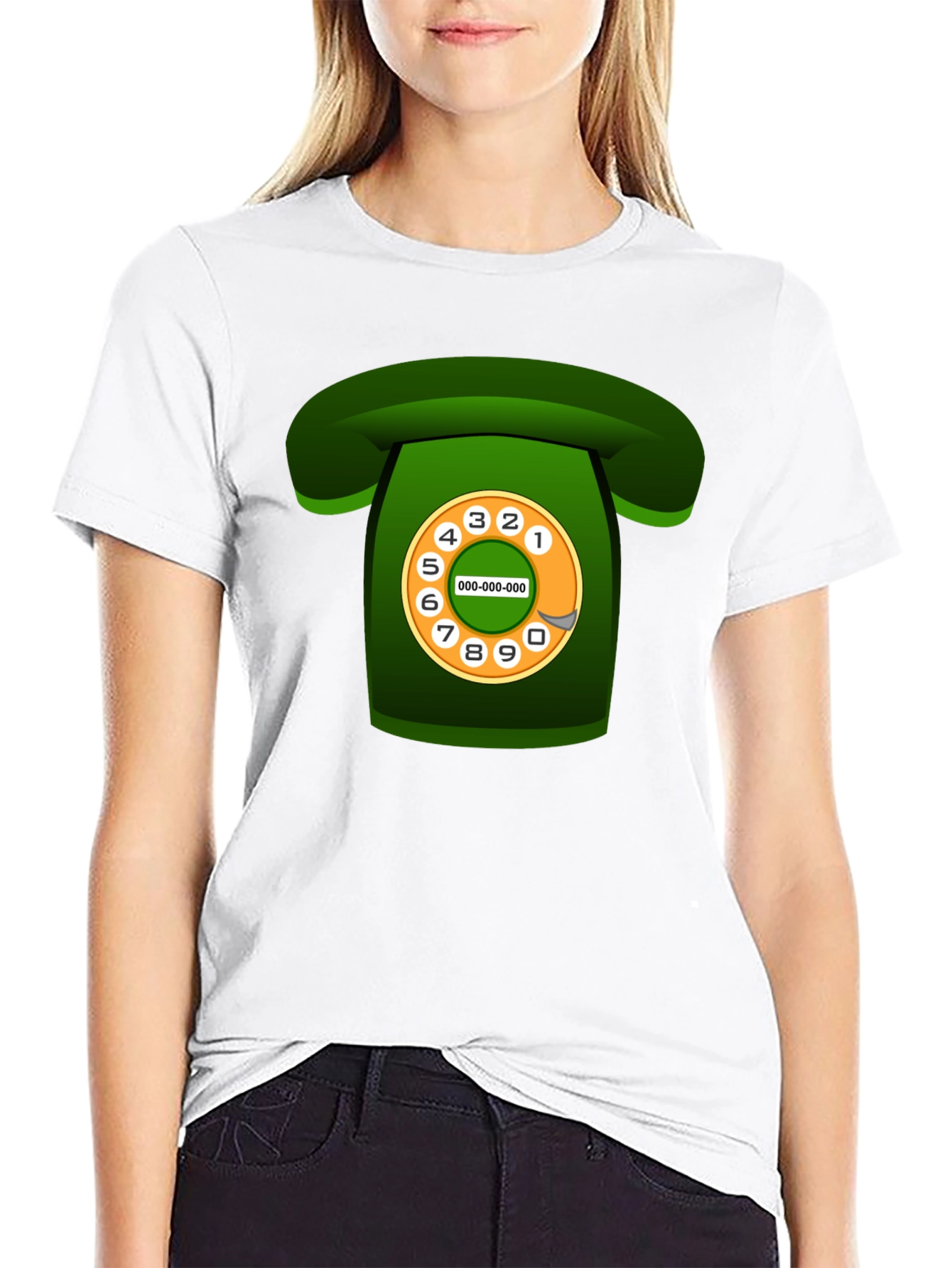 Retro Rotary Phone Graphic T-Shirt - Black