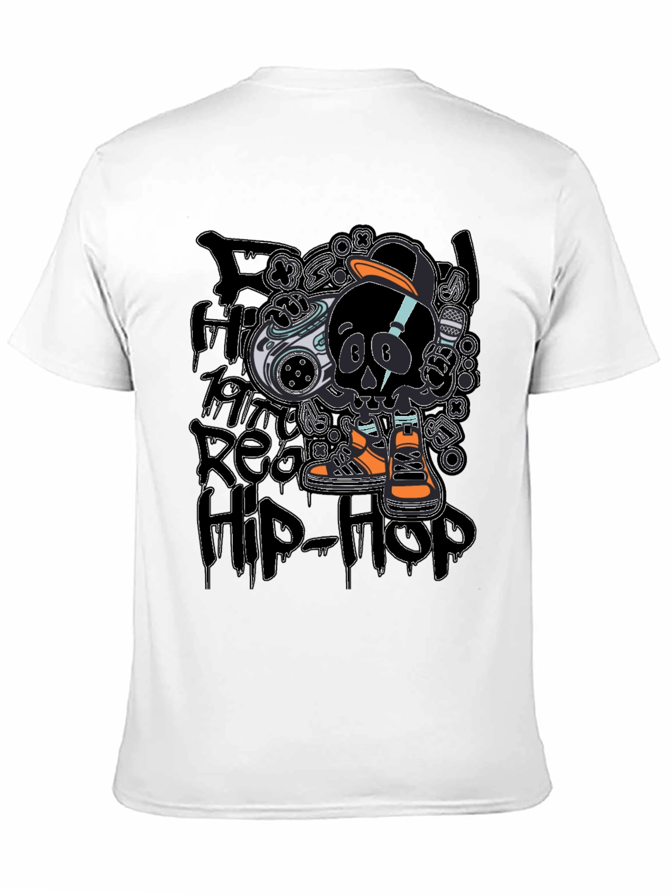 Hip-Hop Skull T-Shirt - Black