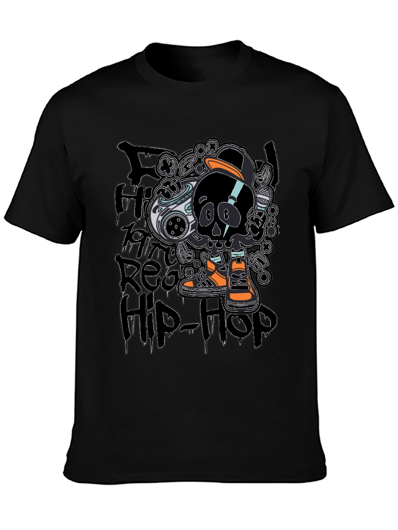 Hip-Hop Skull T-Shirt - Black