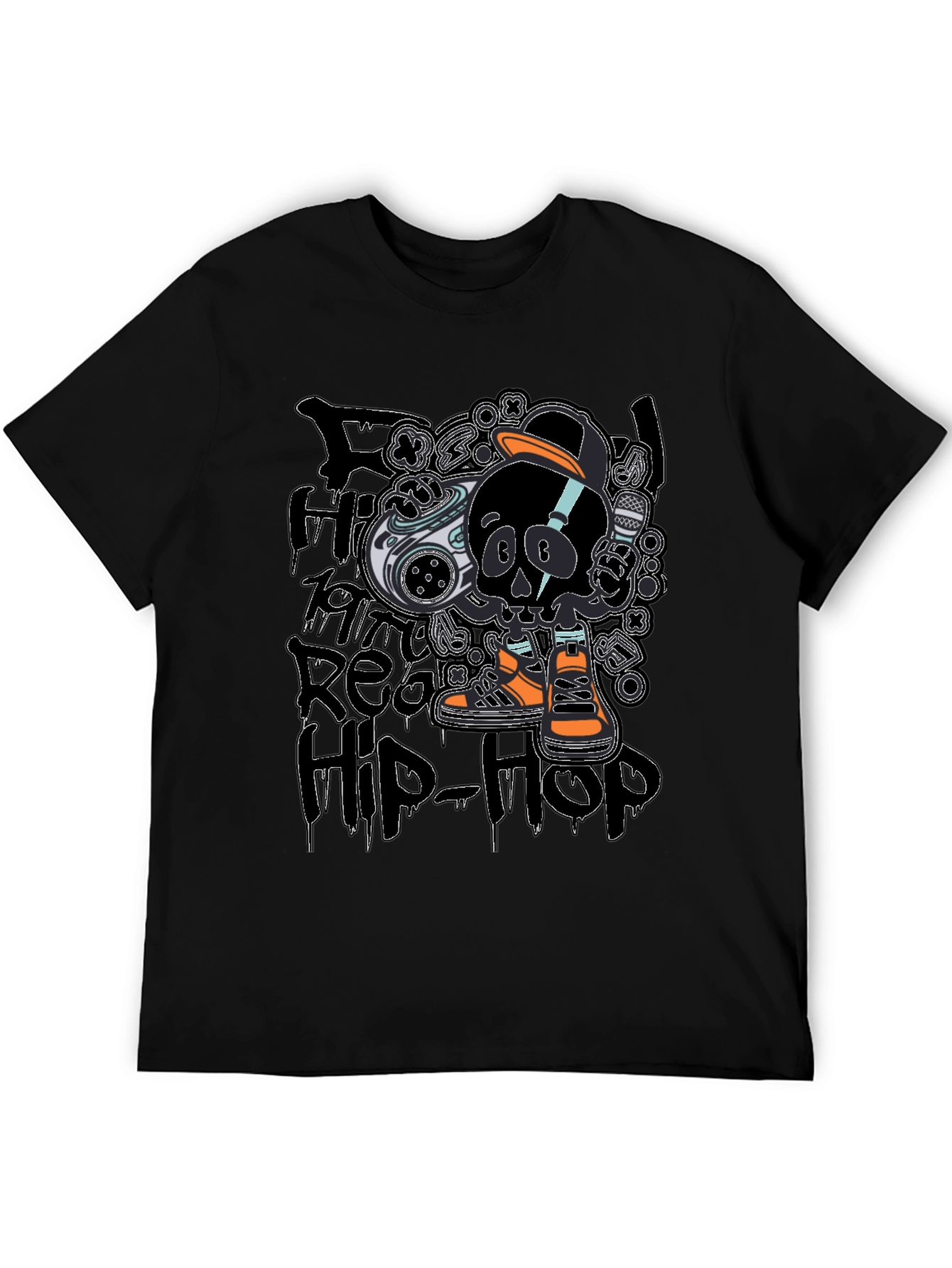 Hip-Hop Skull T-Shirt - Black