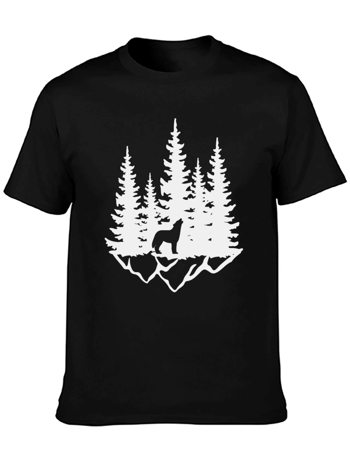 Wolf Howling at Moon in Forest Graphic Tee