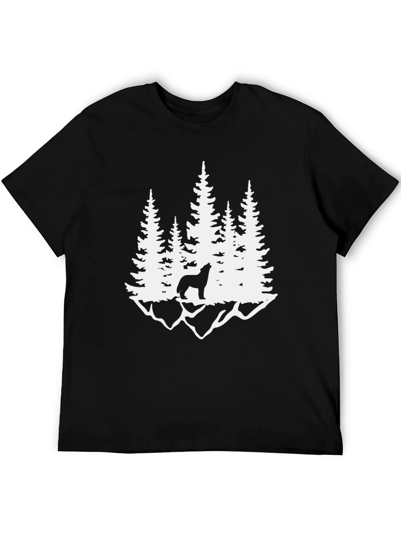 Wolf Howling at Moon in Forest Graphic Tee