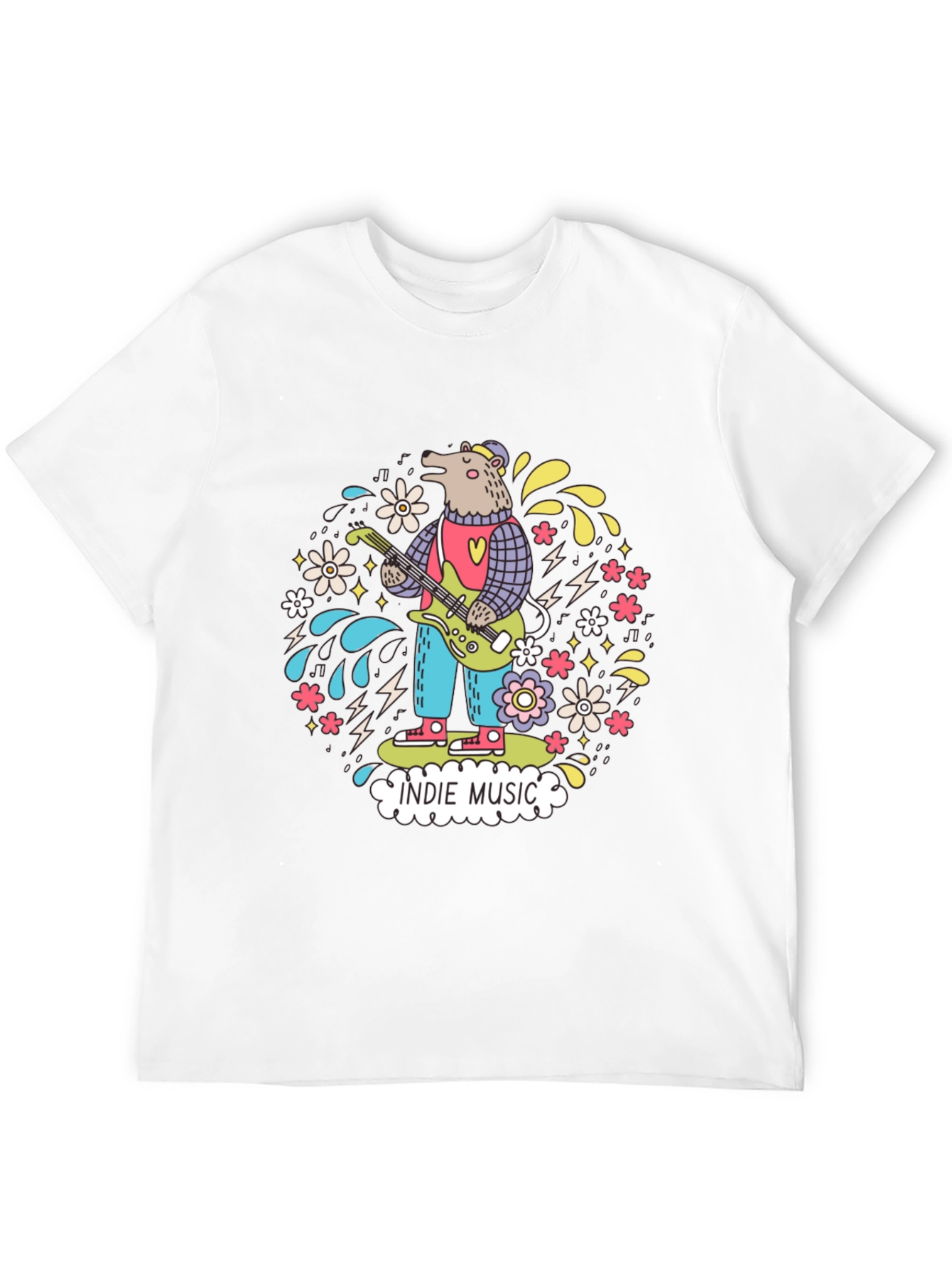 Indie Music Bear Graphic T-Shirt