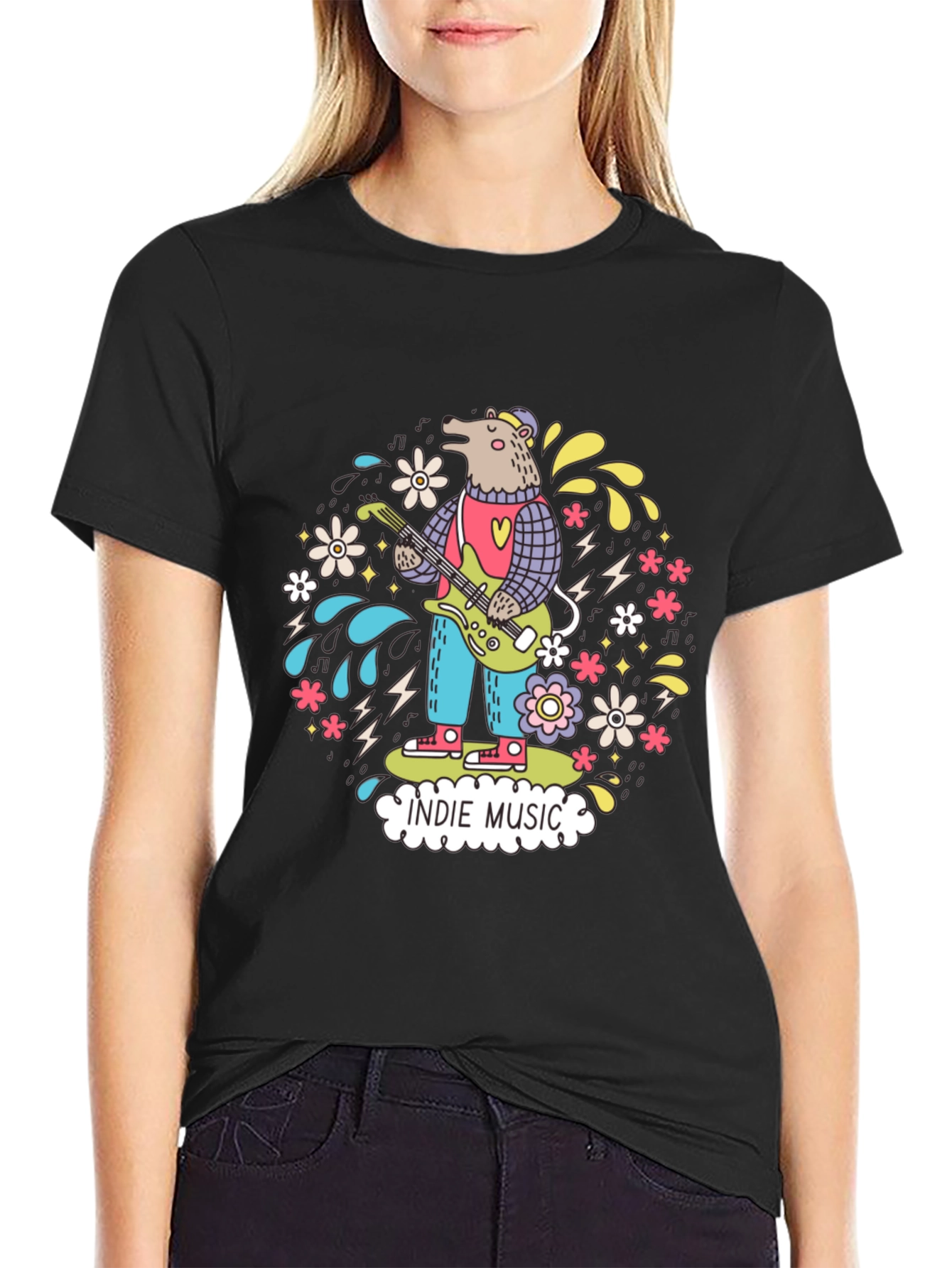 Indie Music Bear Graphic T-Shirt