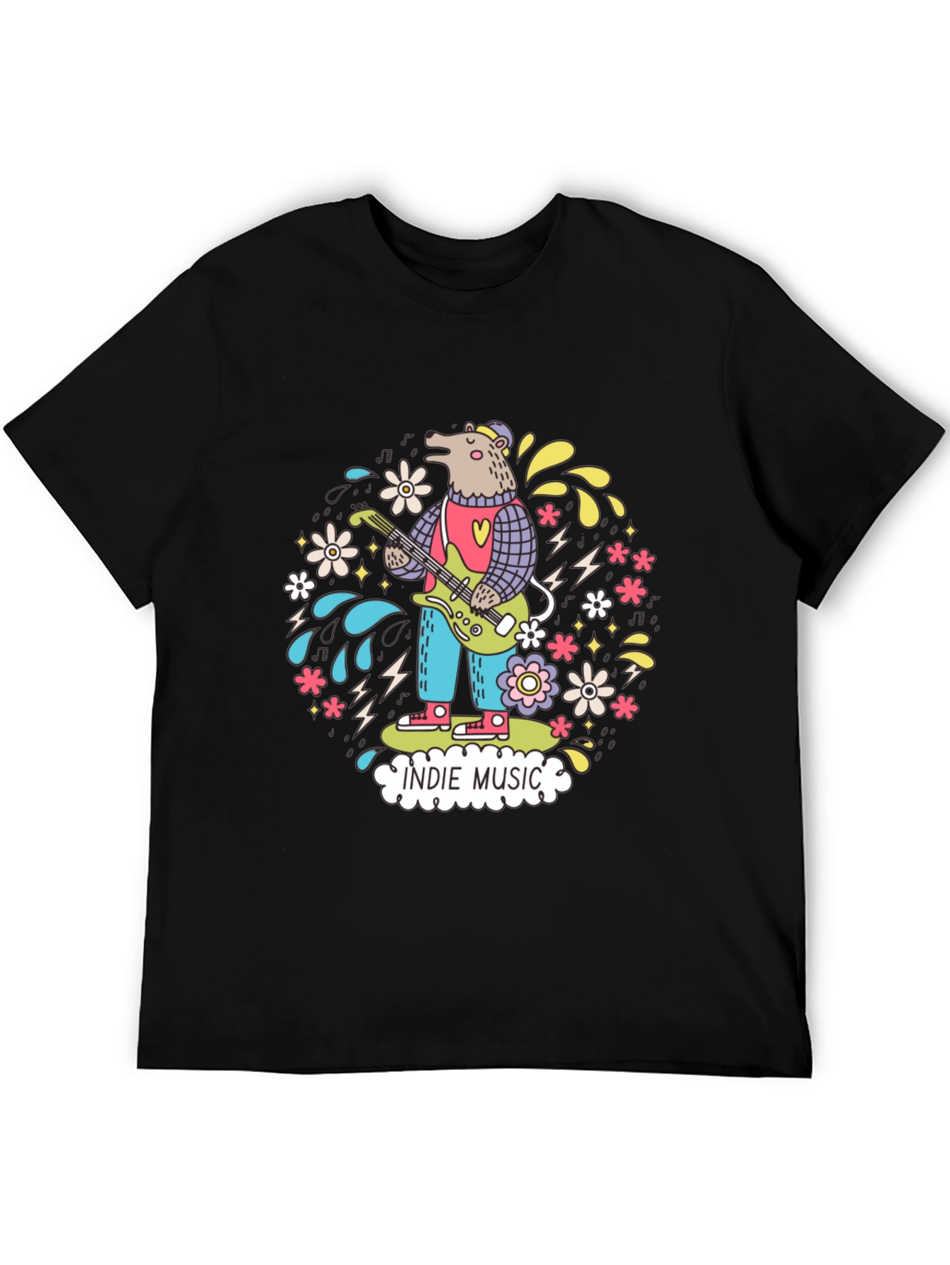 Indie Music Bear Graphic T-Shirt