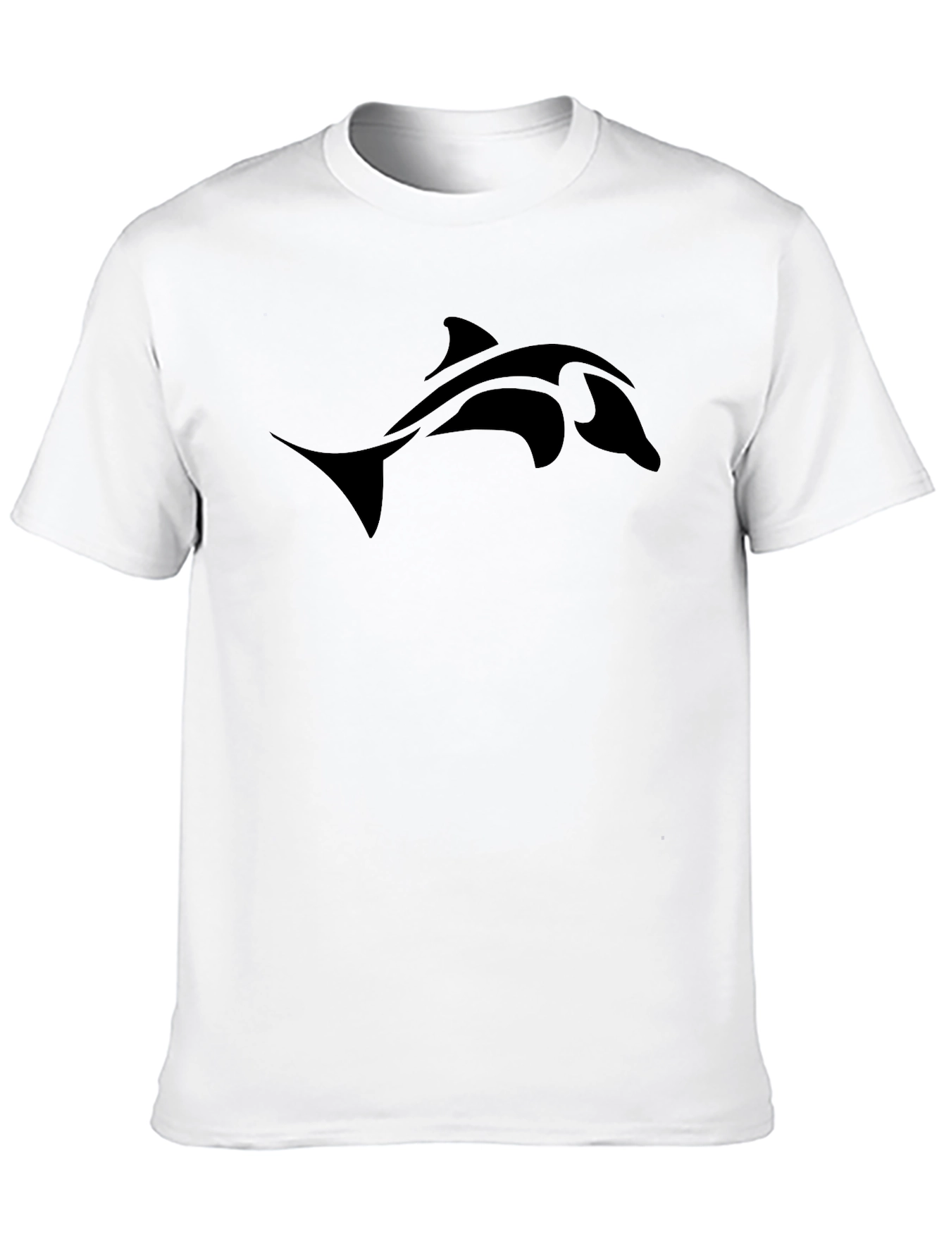 Mens Black T-Shirt with Dolphin Graphic