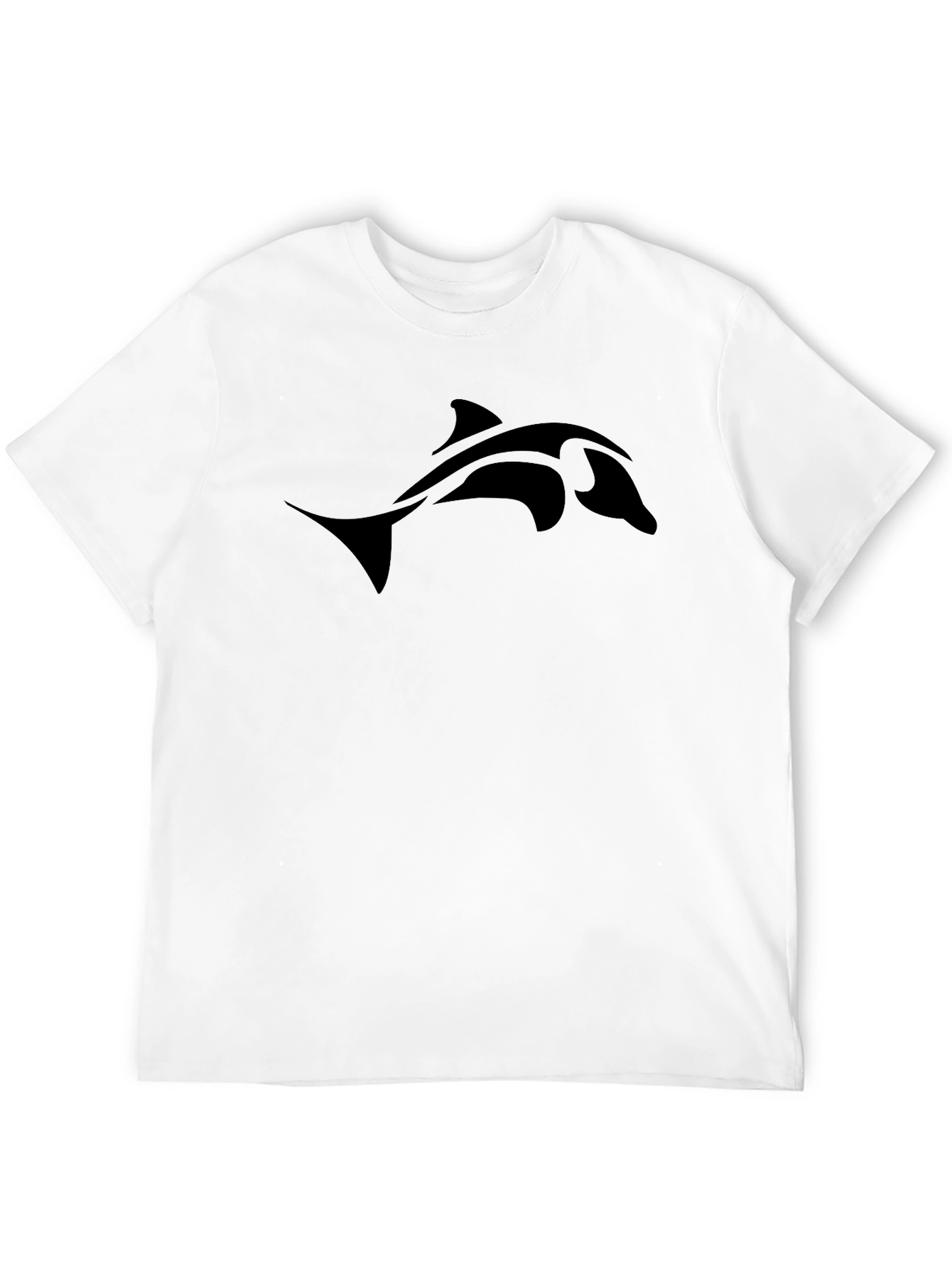 Mens Black T-Shirt with Dolphin Graphic