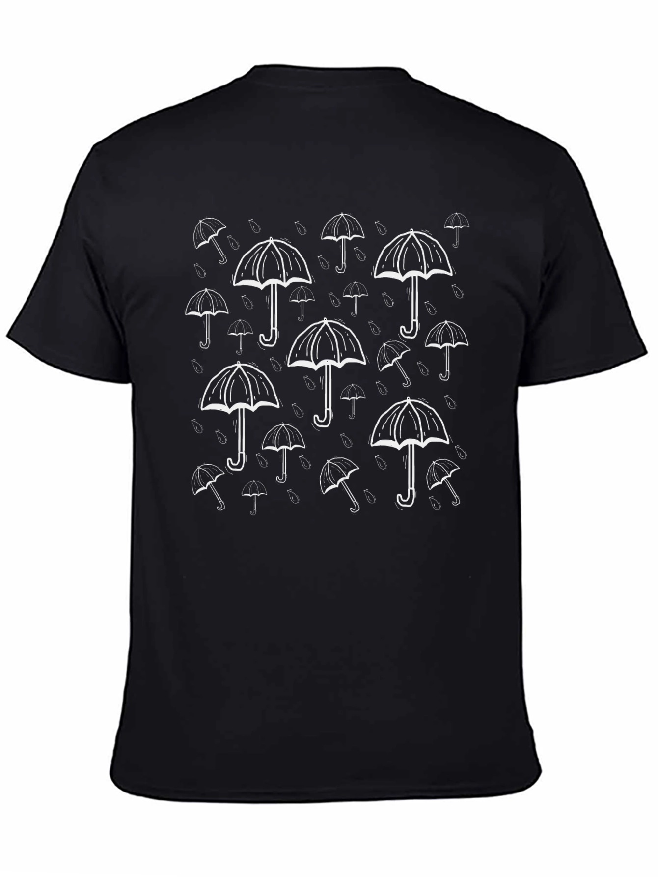 Stylish Black Umbrella Pattern Tee