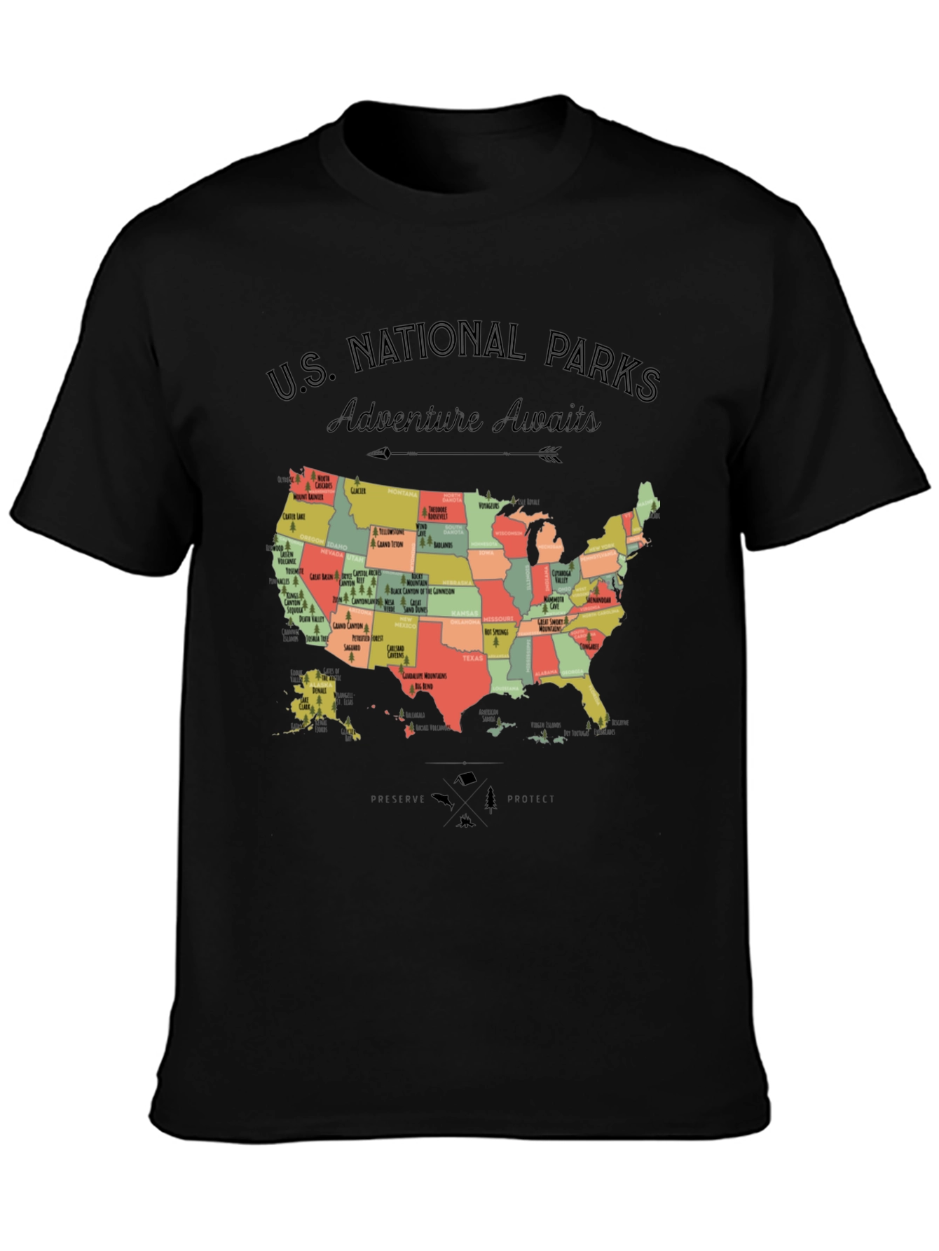 US National Parks Adventure Awaits T-Shirt