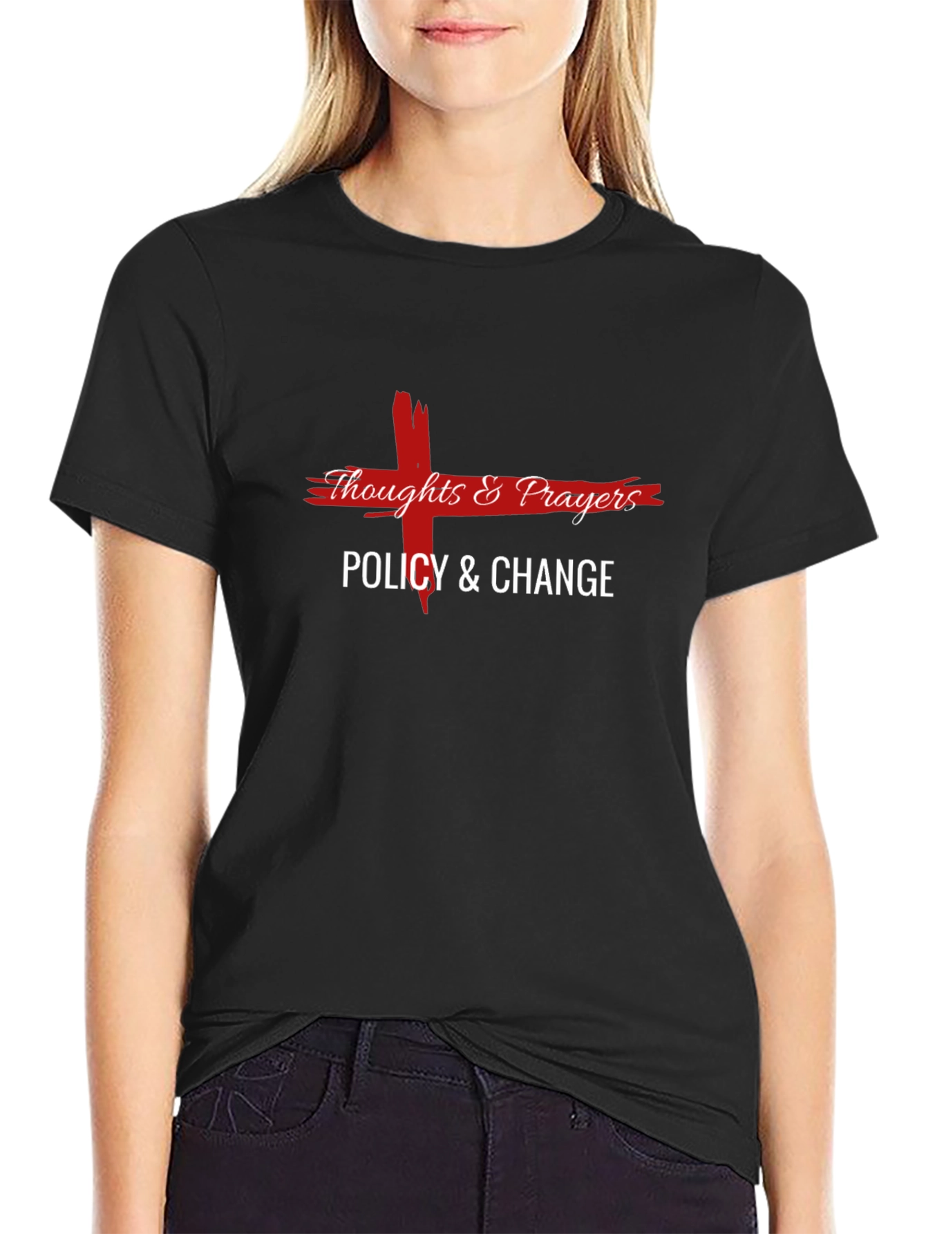 Thoughts & Prayers Policy & Change Black T-Shirt