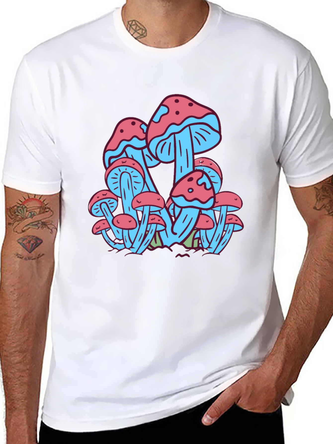 Mushroom Print Tee - Funky Graphic T-Shirt