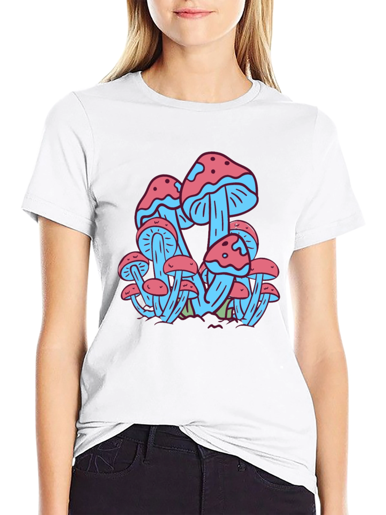 Mushroom Print Tee - Funky Graphic T-Shirt