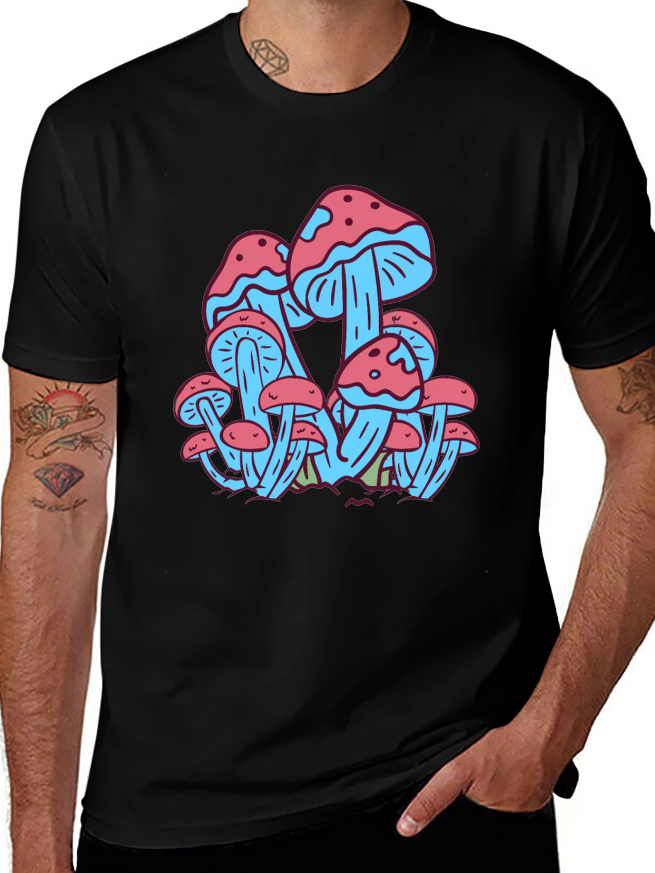 Mushroom Print Tee - Funky Graphic T-Shirt