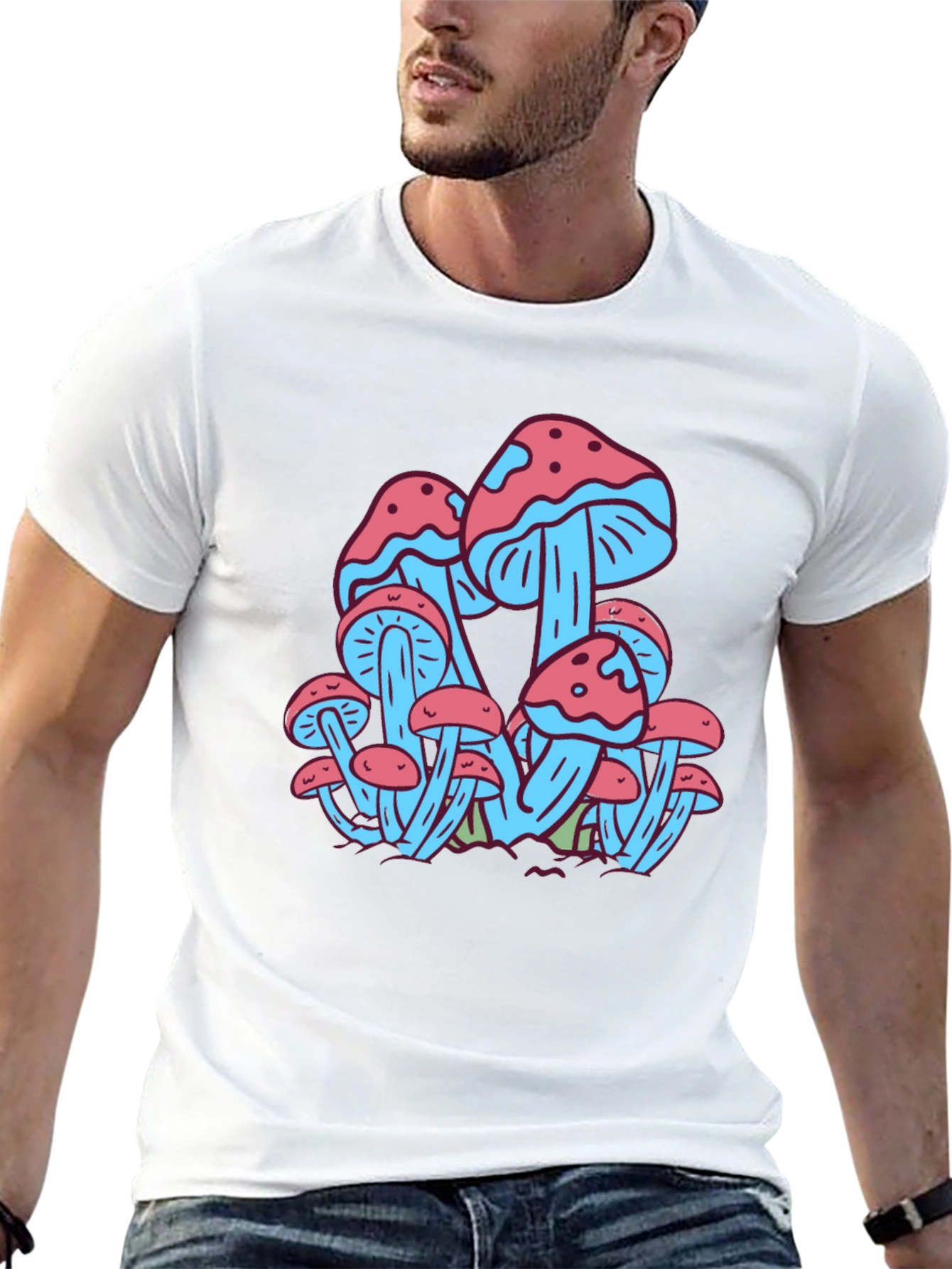 Mushroom Print Tee - Funky Graphic T-Shirt