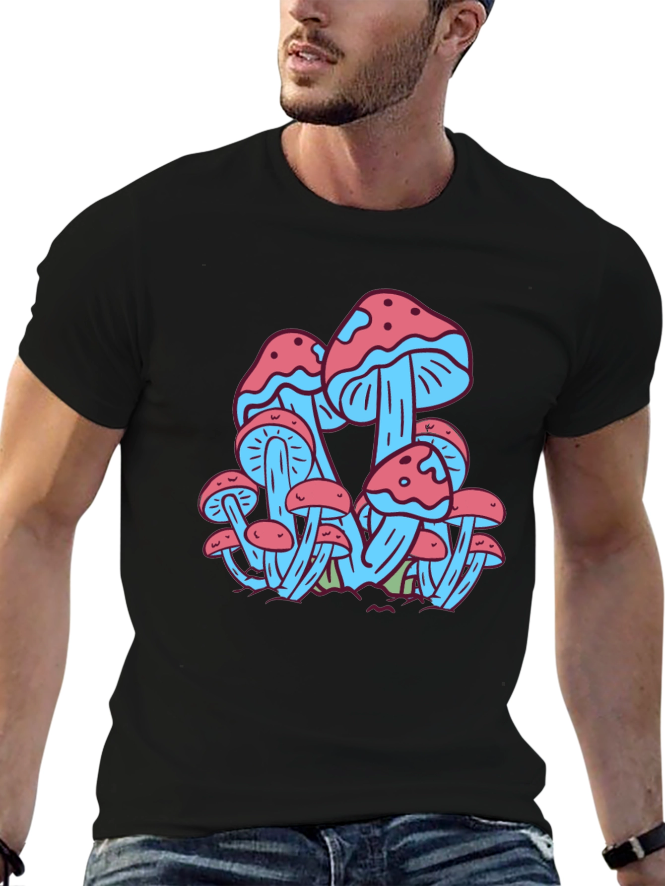 Mushroom Print Tee - Funky Graphic T-Shirt