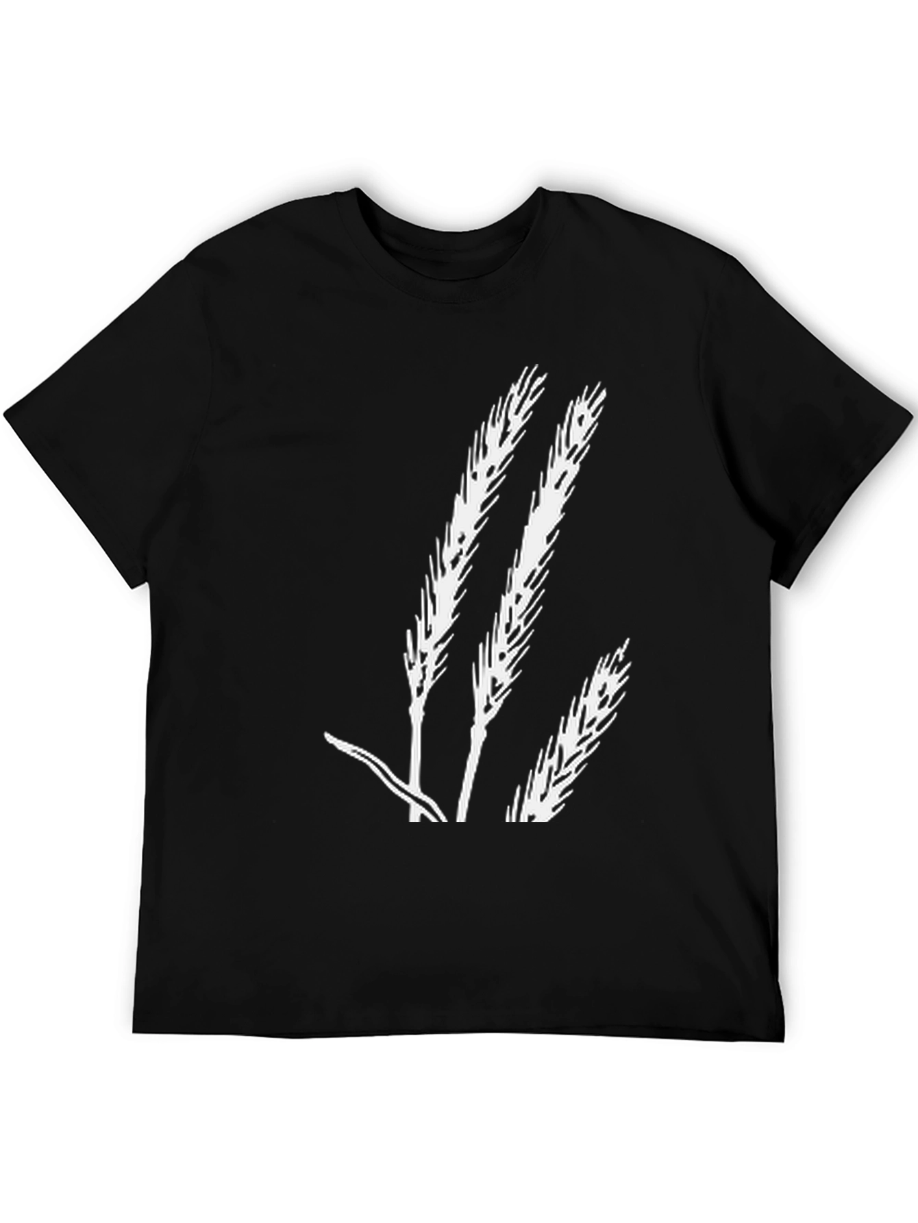 Wheat Stalk Graphic Tee - Black Cotton T-Shirt