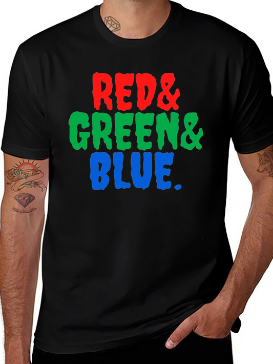 Red Green and Blue Graphic Tee - Mens Black T-Shirt