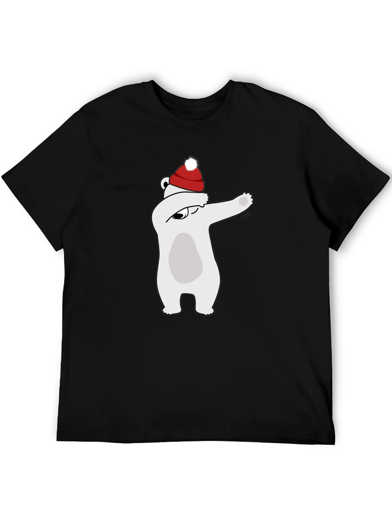 Dabbing Polar Bear Santa Hat Graphic Tee