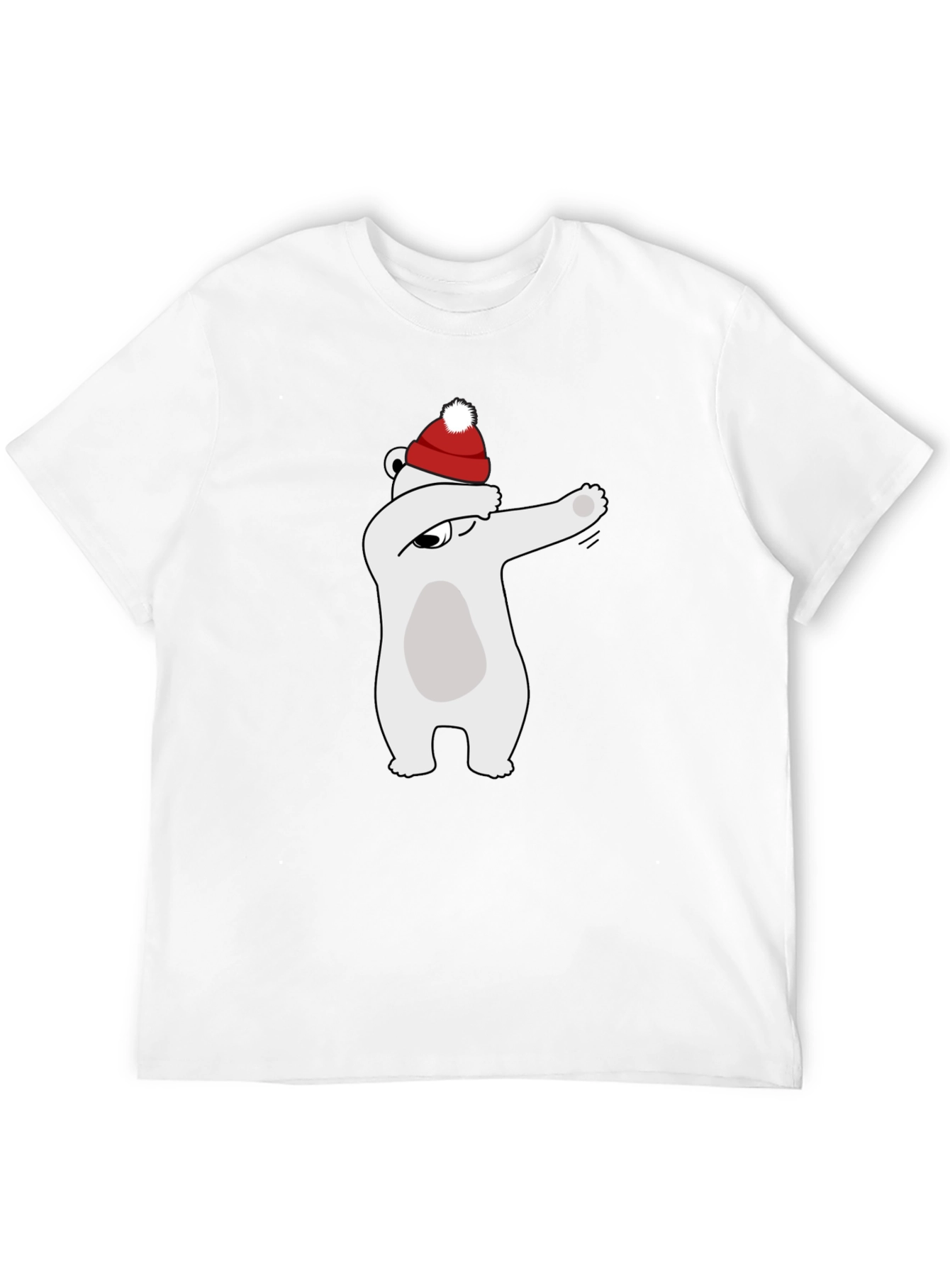 Dabbing Polar Bear Santa Hat Graphic Tee