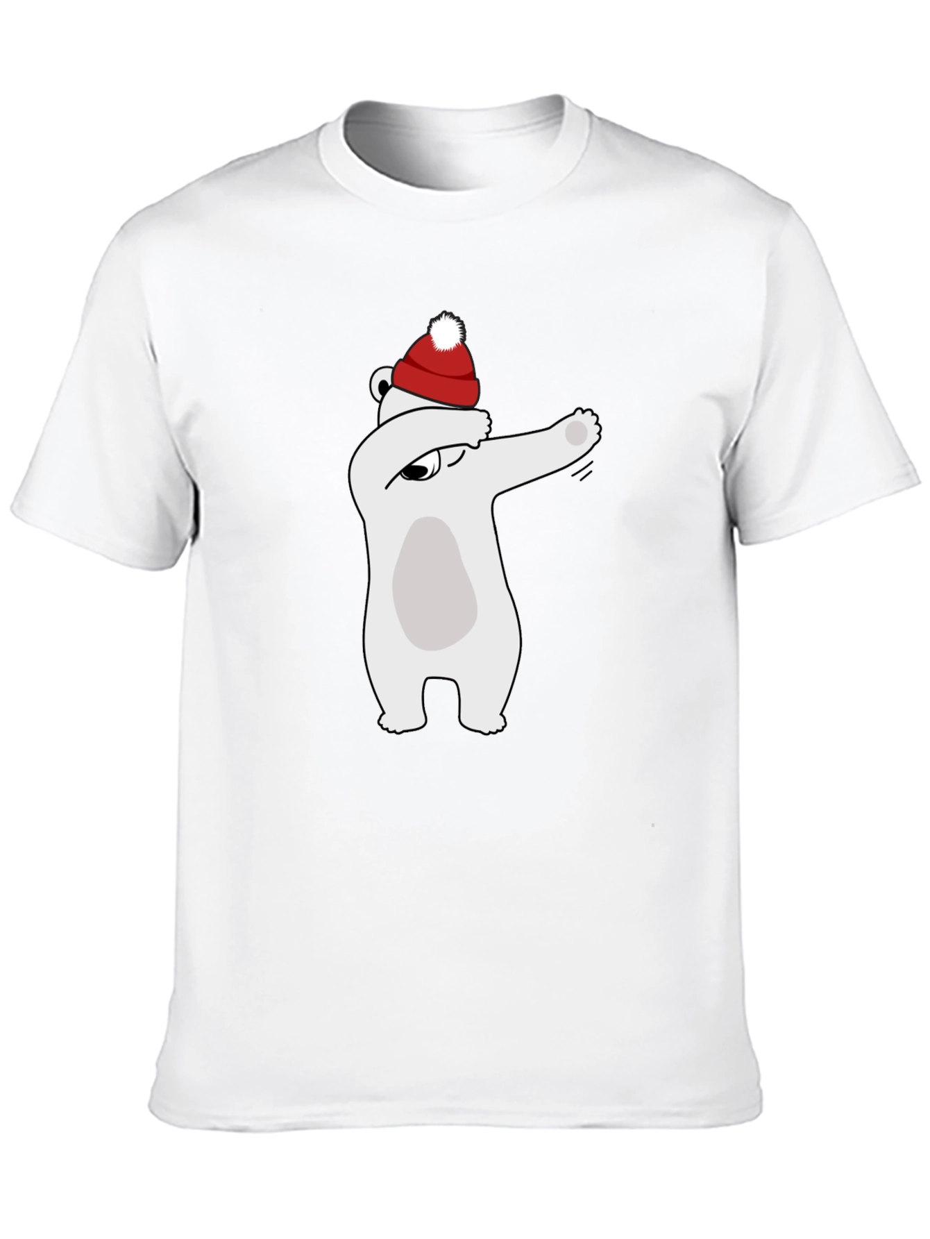 Dabbing Polar Bear Santa Hat Graphic Tee