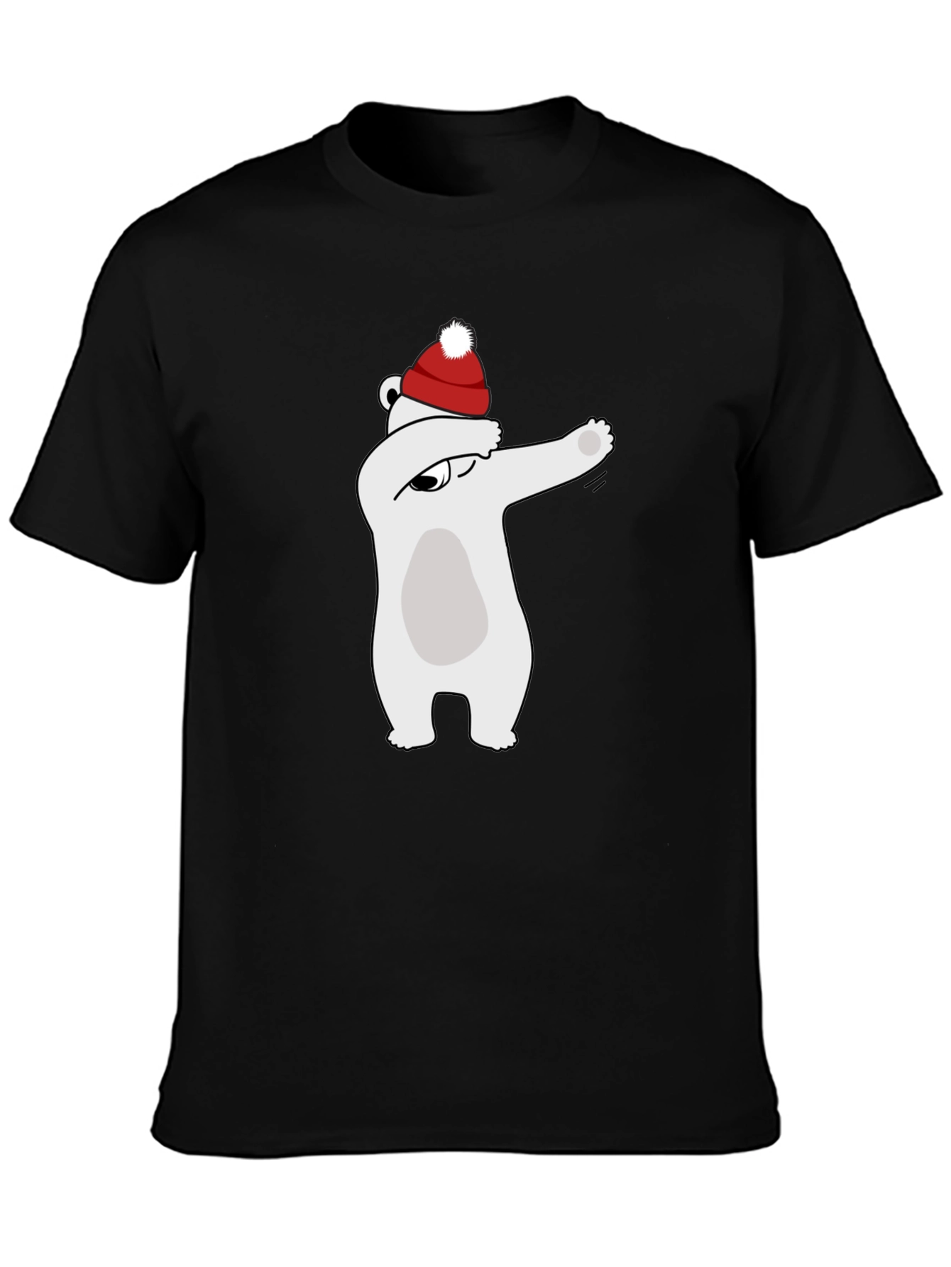 Dabbing Polar Bear Santa Hat Graphic Tee