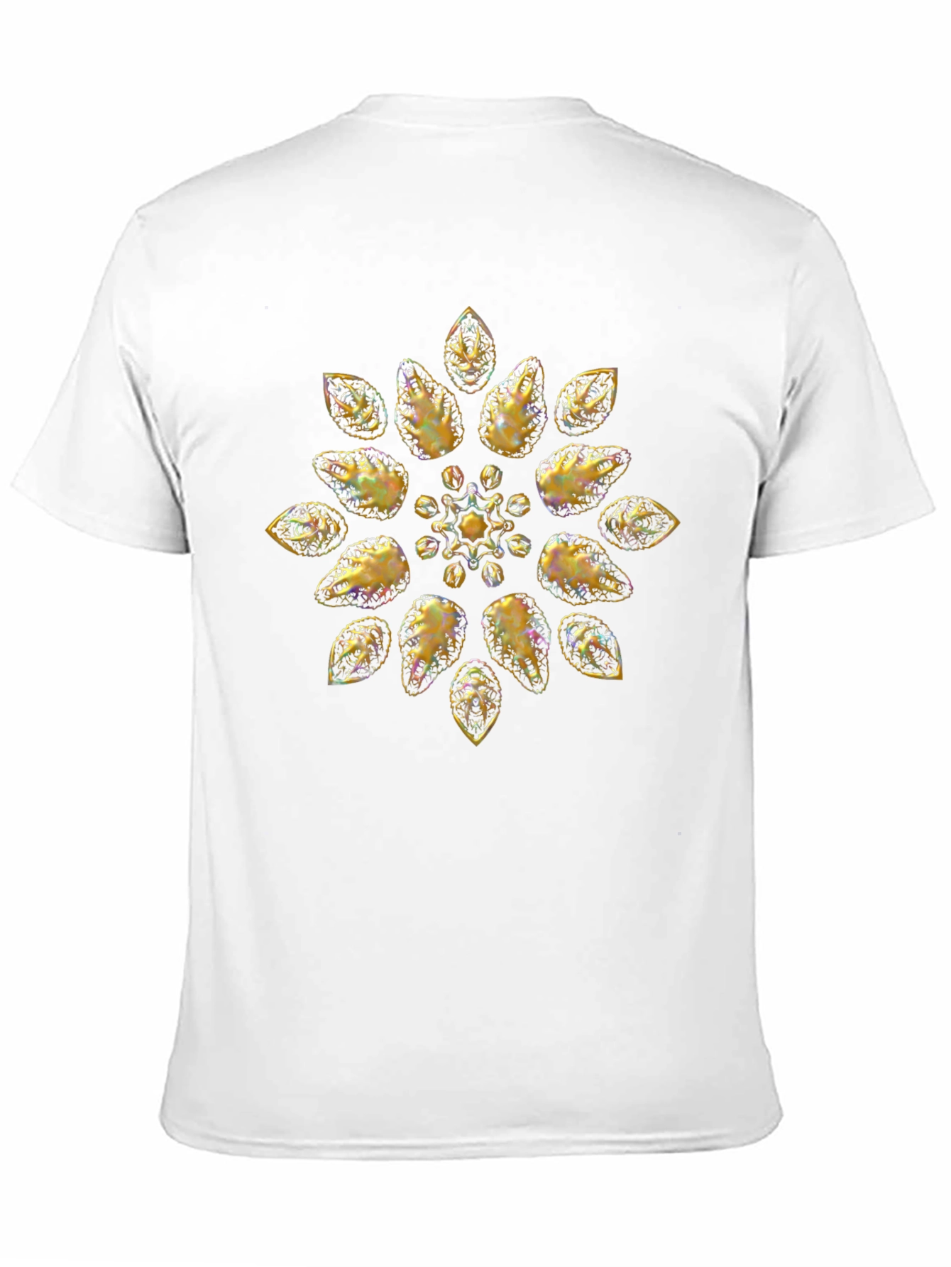 Golden Floral Pattern Black T-Shirt