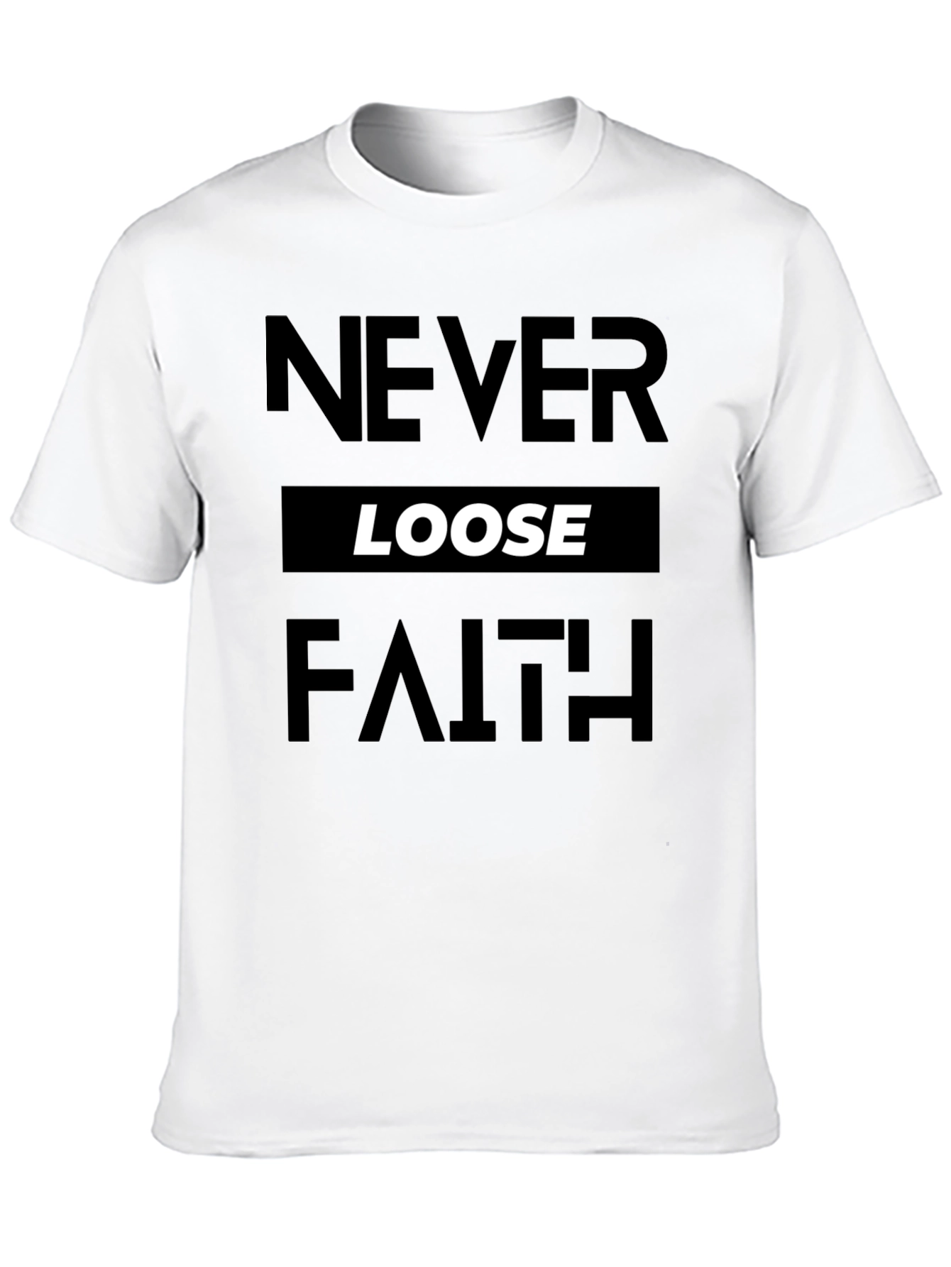 Never Loose Faith Graphic Print Black T-Shirt