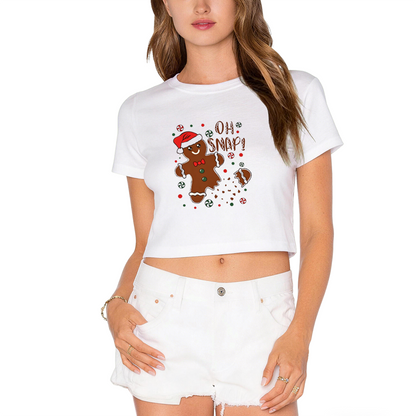 Oh Snap Broken Gingerbread Man Christmas Fun Crop Top