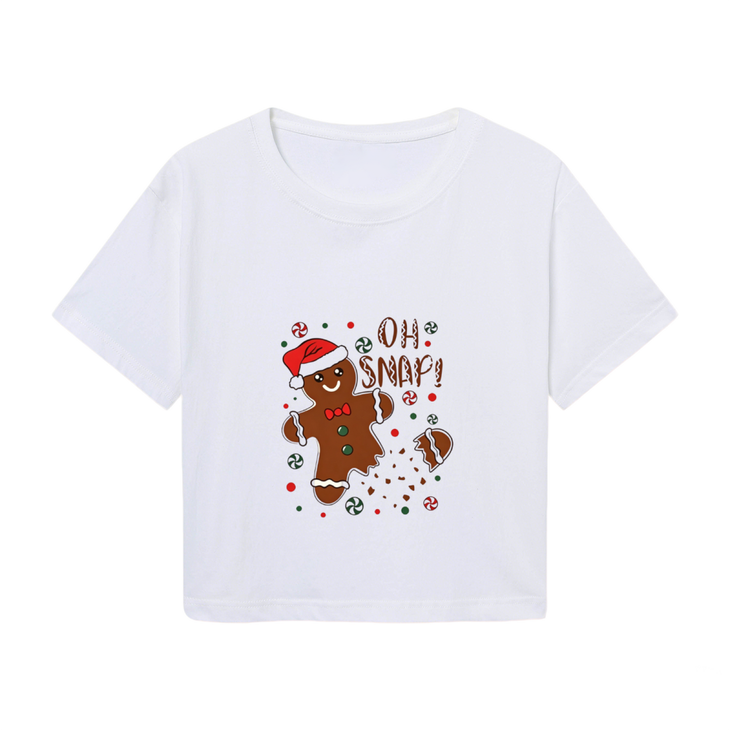 Oh Snap Broken Gingerbread Man Christmas Fun Crop Top