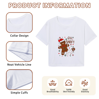 Oh Snap Broken Gingerbread Man Christmas Fun Crop Top