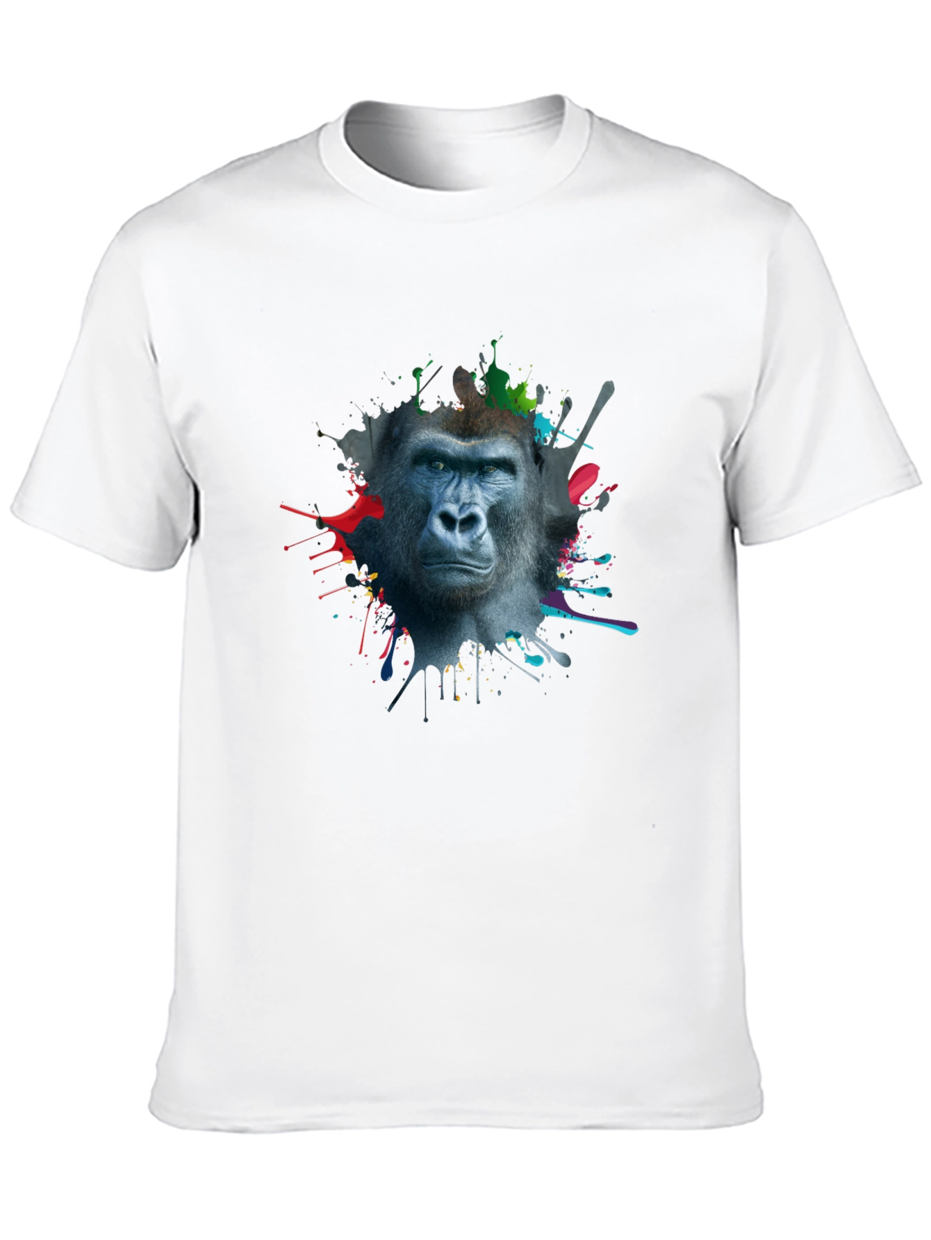 Gorilla Splatter Print Mens Black T-Shirt