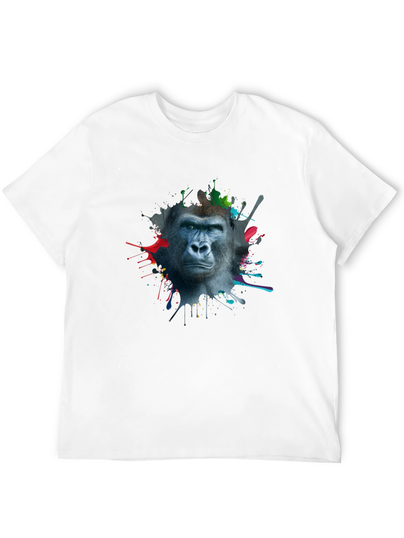Gorilla Splatter Print Mens Black T-Shirt