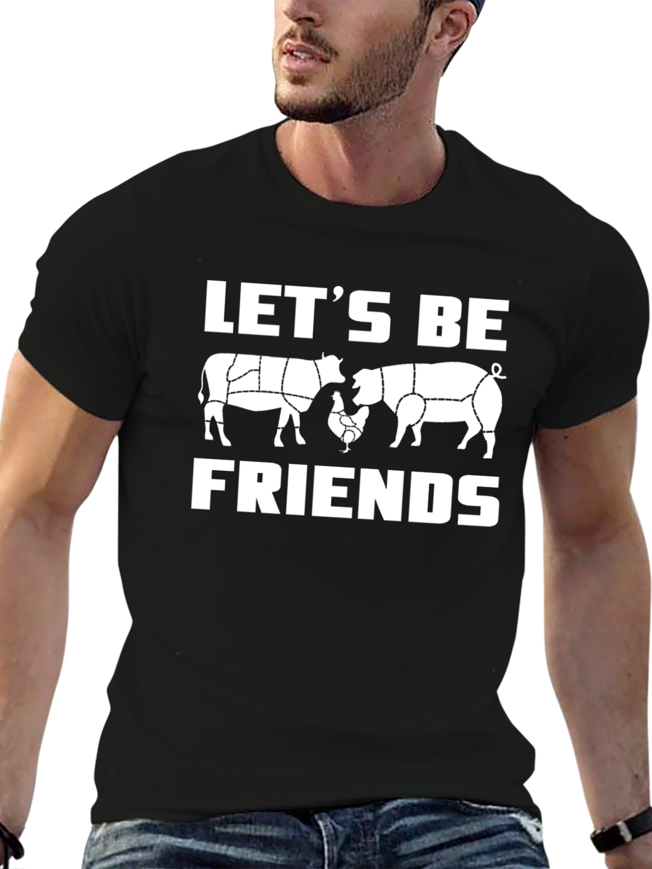 Lets Be Friends T-Shirt - Farm Animals Graphic Tee