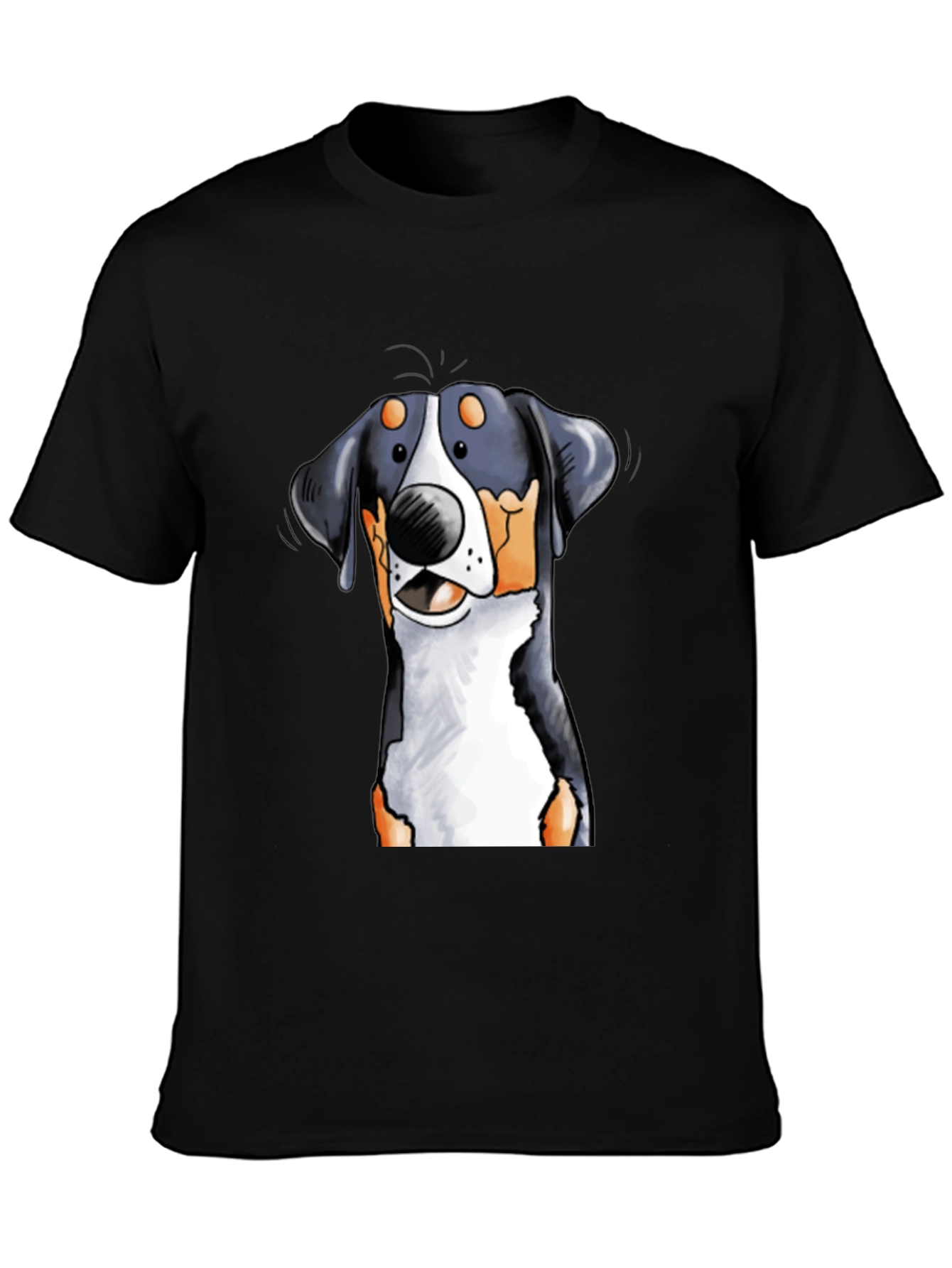 Cartoon Dog Graphic Tee - Black T-Shirt