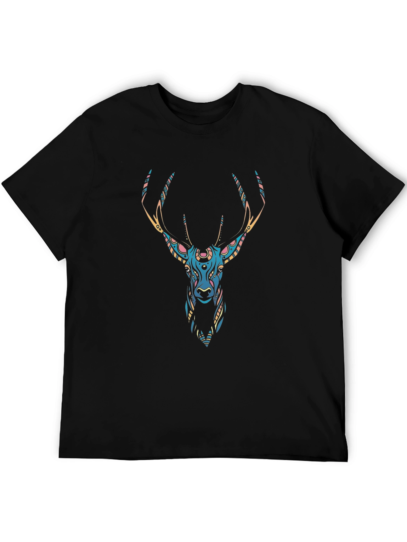 Stylish Deer Graphic Black T-Shirt