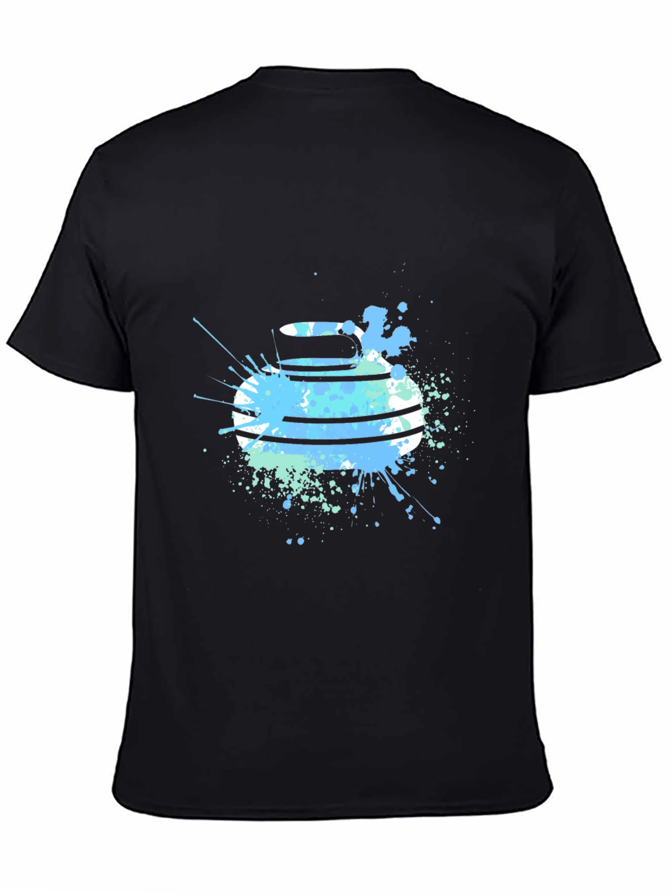 Abstract Curling Stone Graphic Tee - Black