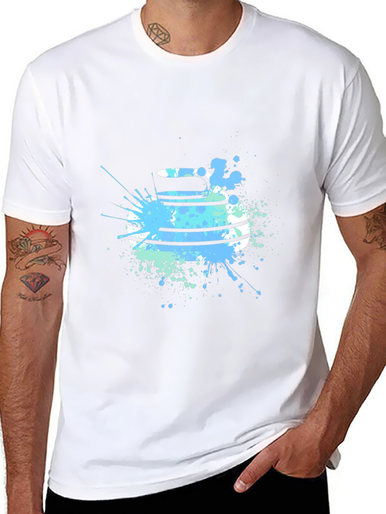 Abstract Curling Stone Graphic Tee - Black