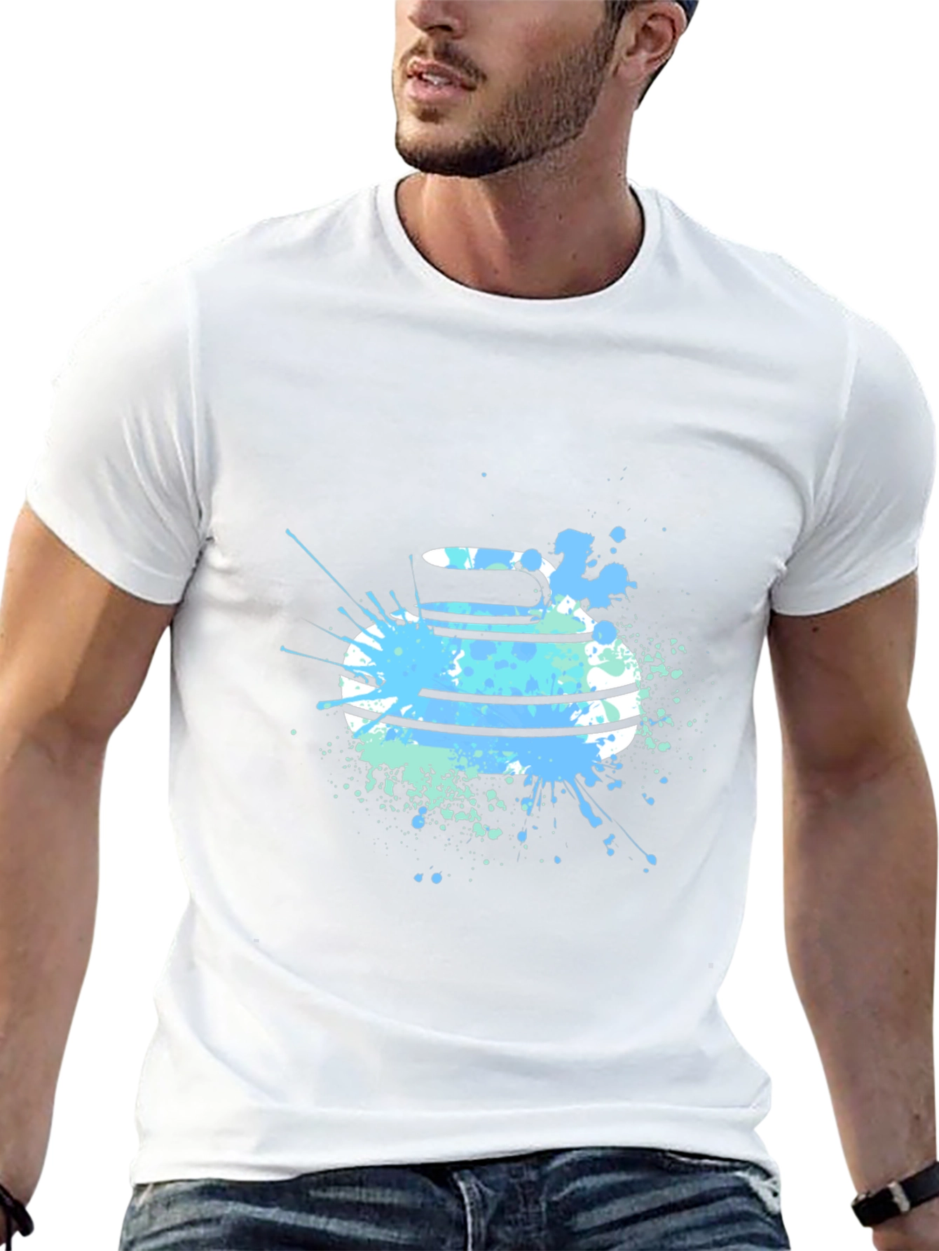 Abstract Curling Stone Graphic Tee - Black