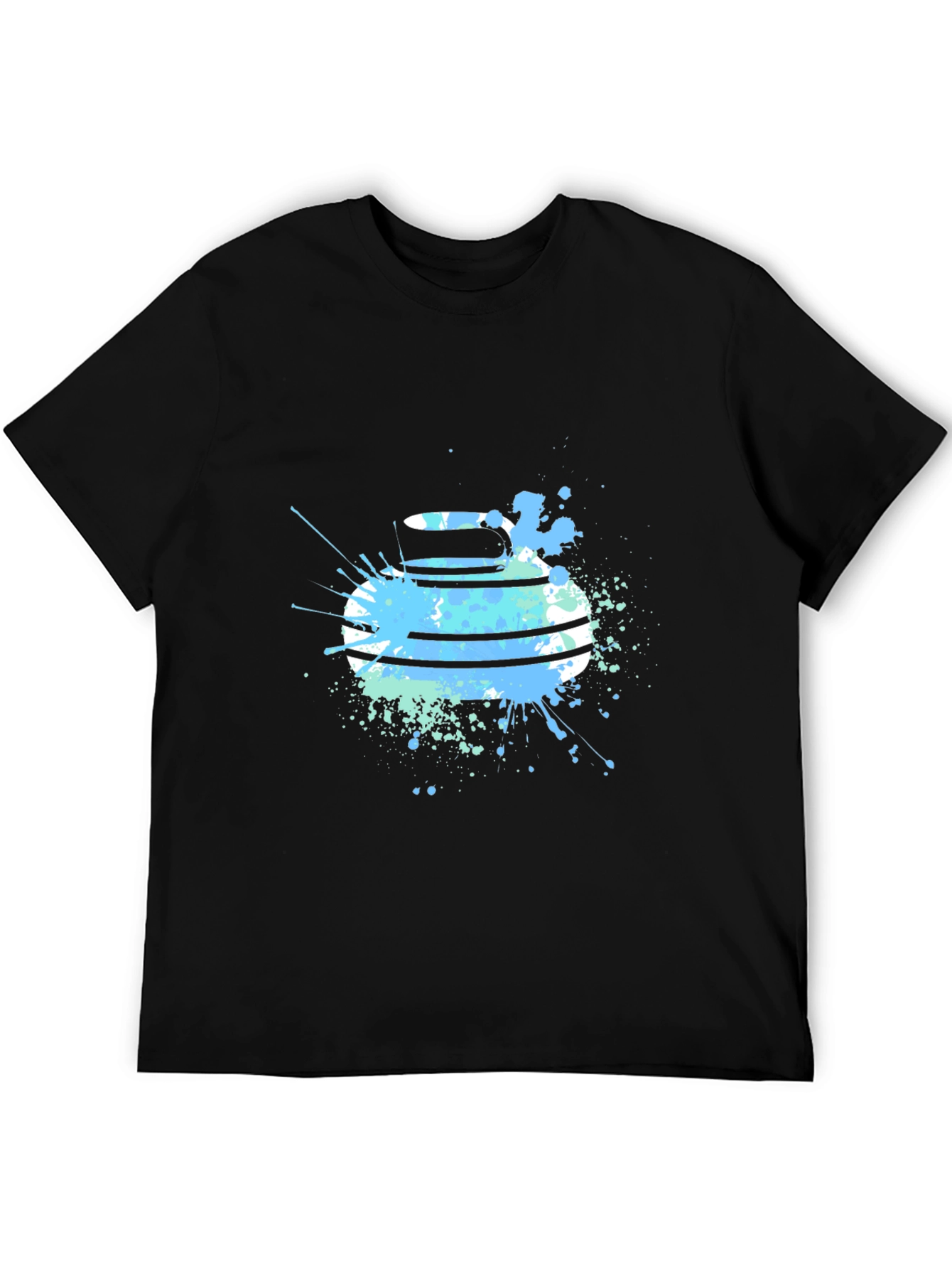 Abstract Curling Stone Graphic Tee - Black