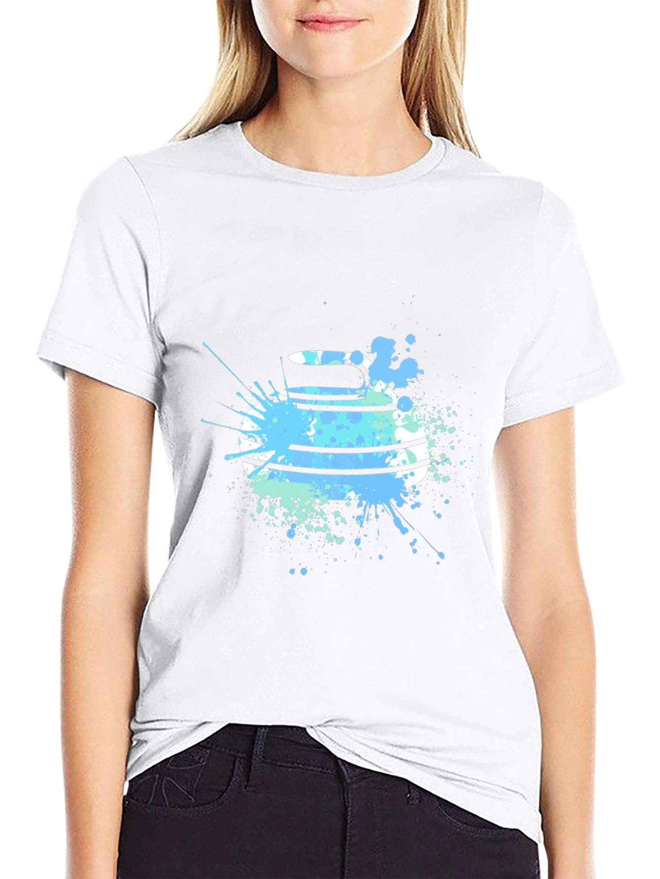 Abstract Curling Stone Graphic Tee - Black